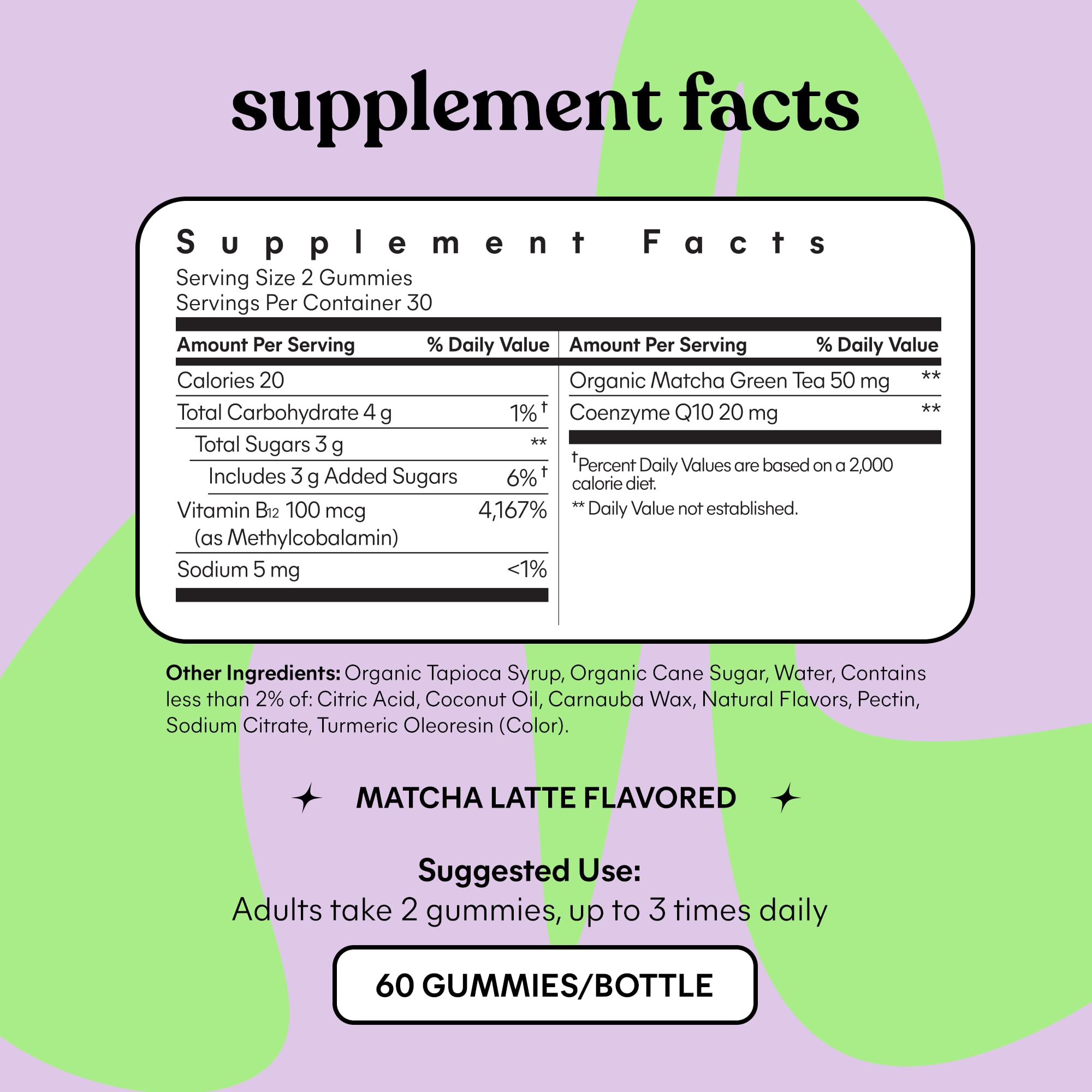 Lemme Matcha Superfood Energy Gummies with Organic Matcha Green Tea, Vitamin B12 Lemme