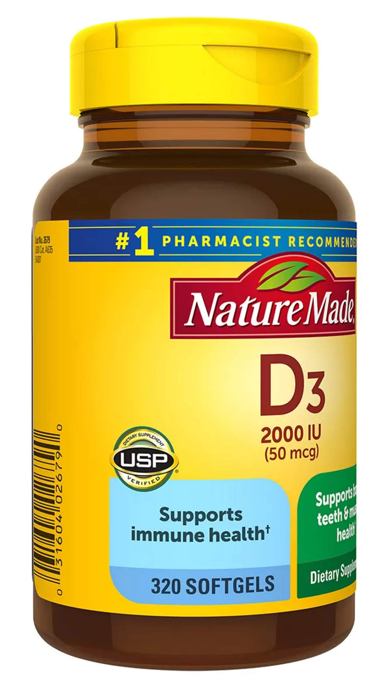 Nature Made Vitamin D3 2000iu 320 Ct. Soft Gels (Packaging May Vary) Nature Made