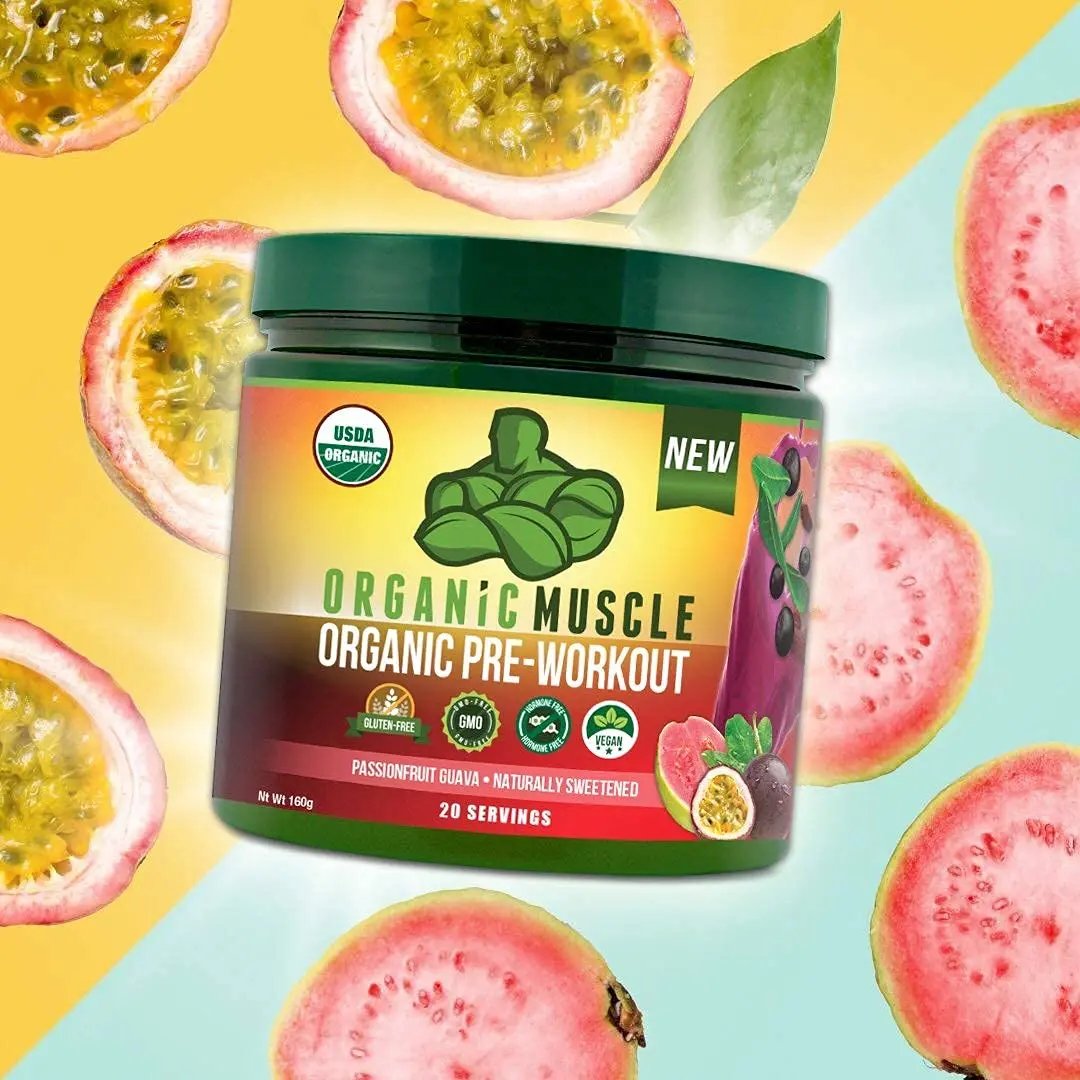 Organic Muscle Bundle - Pre-Workout Powder for Energy (Passionfruit Guava) + Replenisher for Hydration (Watermelon) - USDA Certified Organic