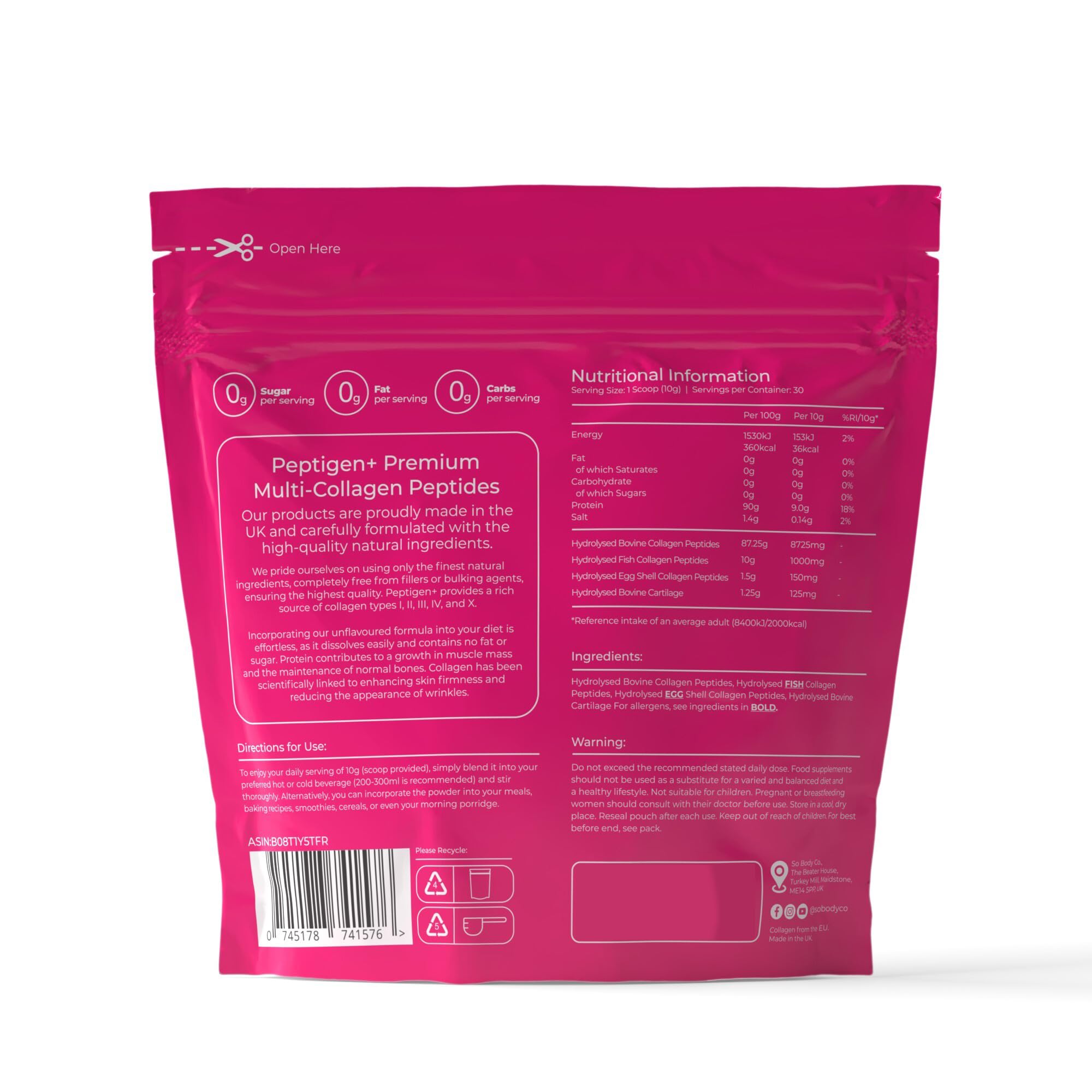 SoBodyCo Premium Collagen Supplement, Unique 5 Types of Collagen Powder, 300000mg, Collagen Peptides, Collagen So Body Co