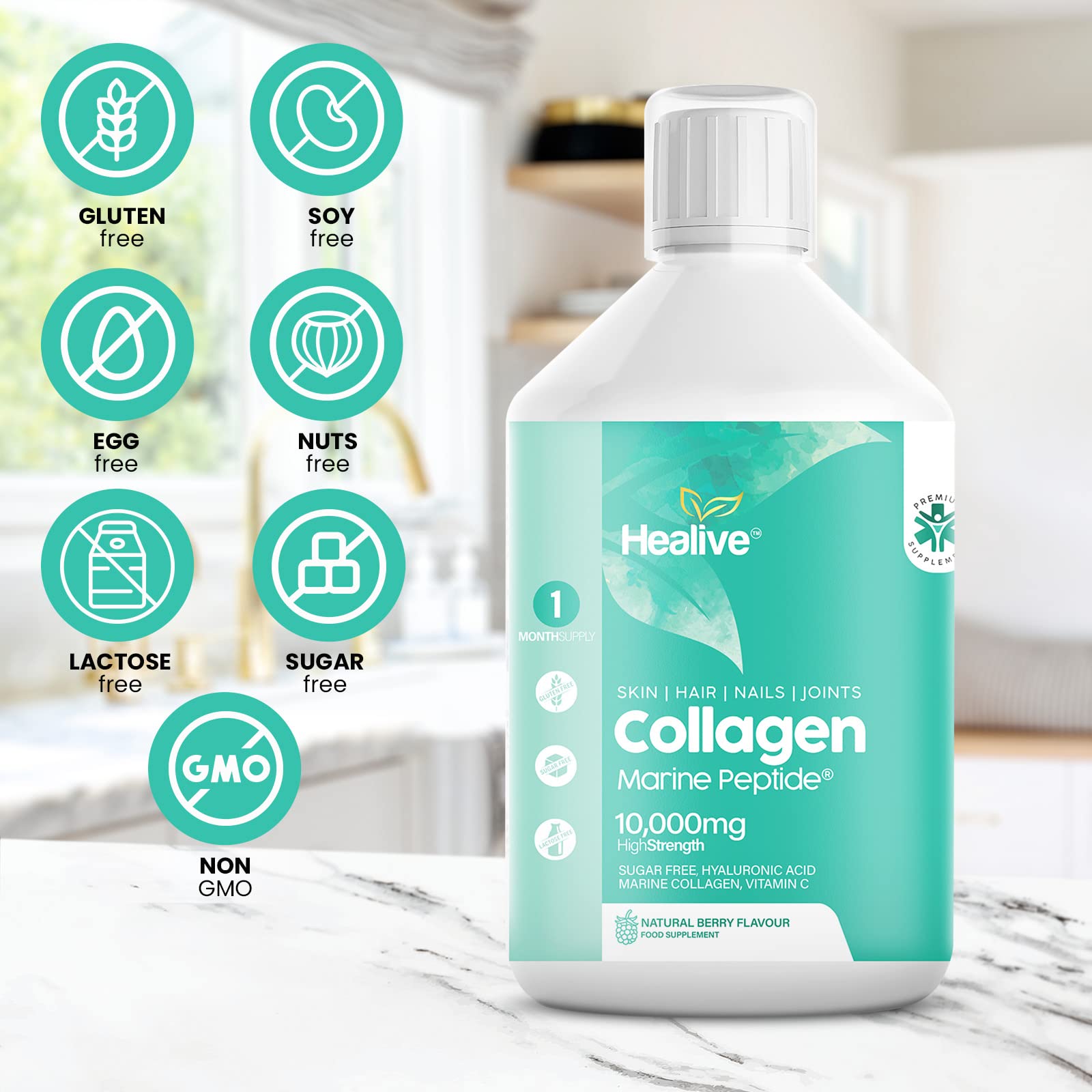 HEALIVE Marine Collagen Peptides - Skin, Hair, Nail & Joint, Support Against Premature Ageing HEALIVE