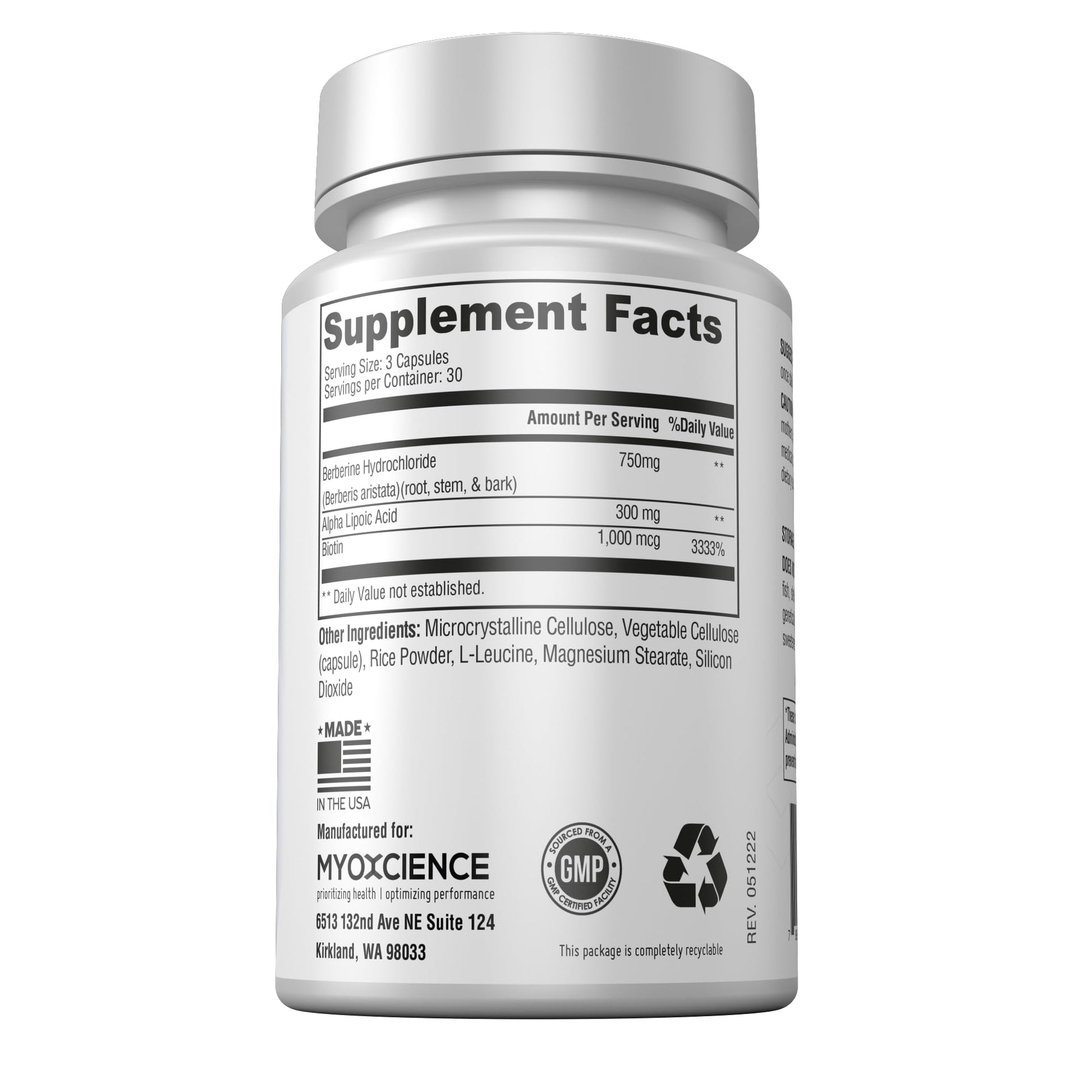 MYOXCIENCE Berberine Fasting Accelerator: Berberine HCL with ALA (Alpha Lipoic Acid) MYOXCIENCE