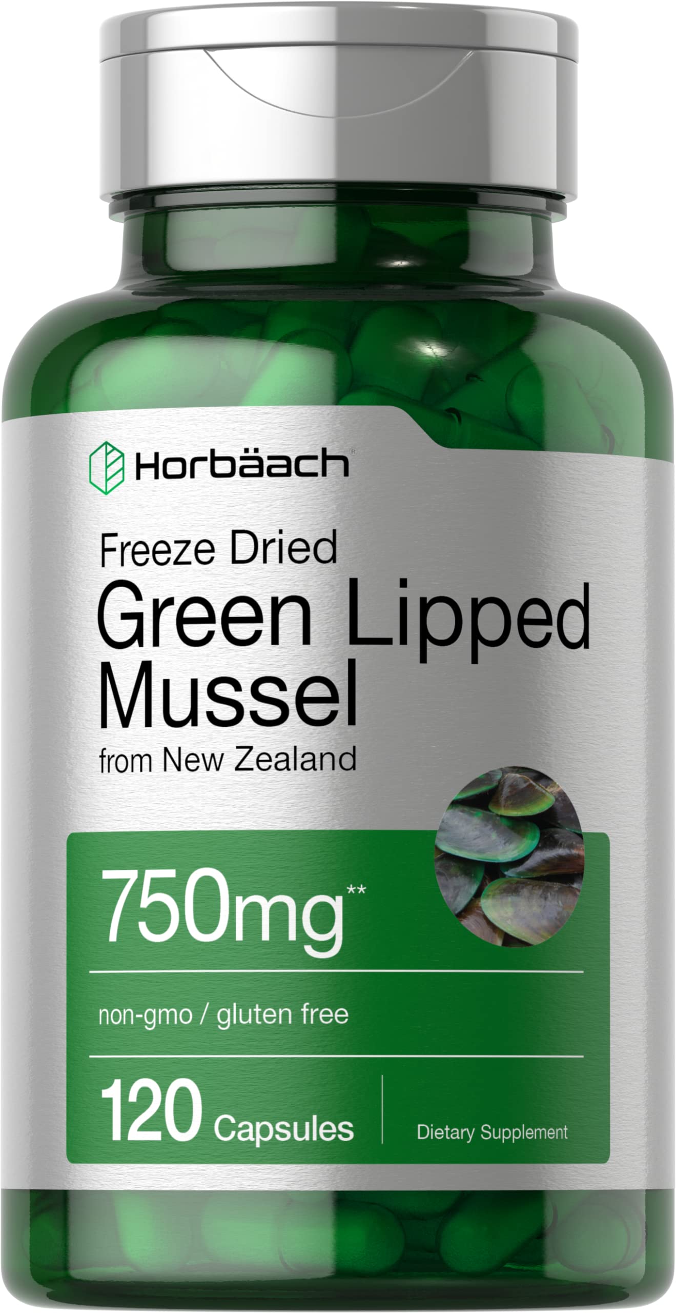 Green Lipped Mussel | 750 mg | 120 Capsules | from New Zealand | Premium Freeze Dried