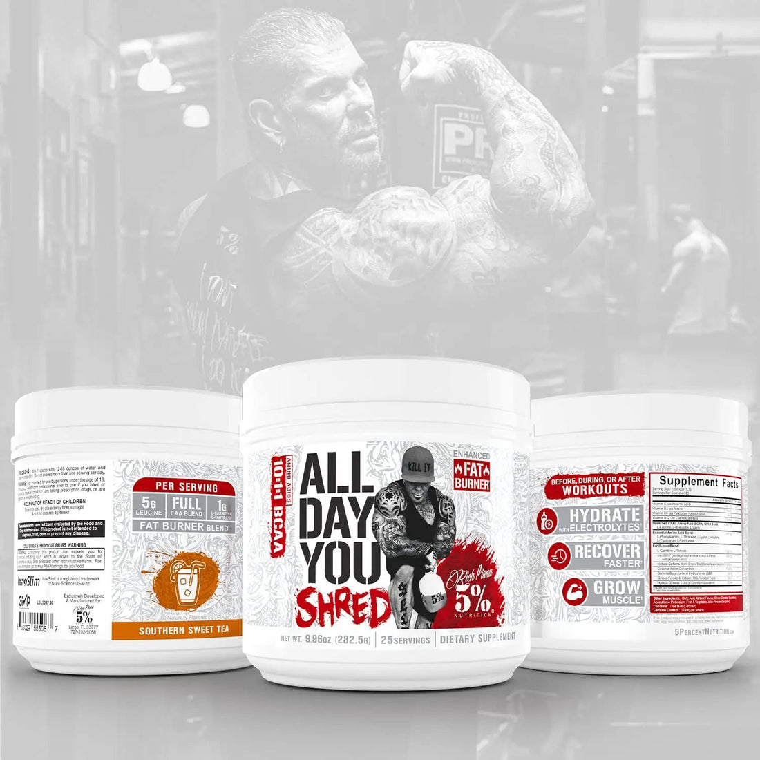 5% Nutrition Rich Piana AllDayYou Shred BCAA Powder | Amino Acid Supplement