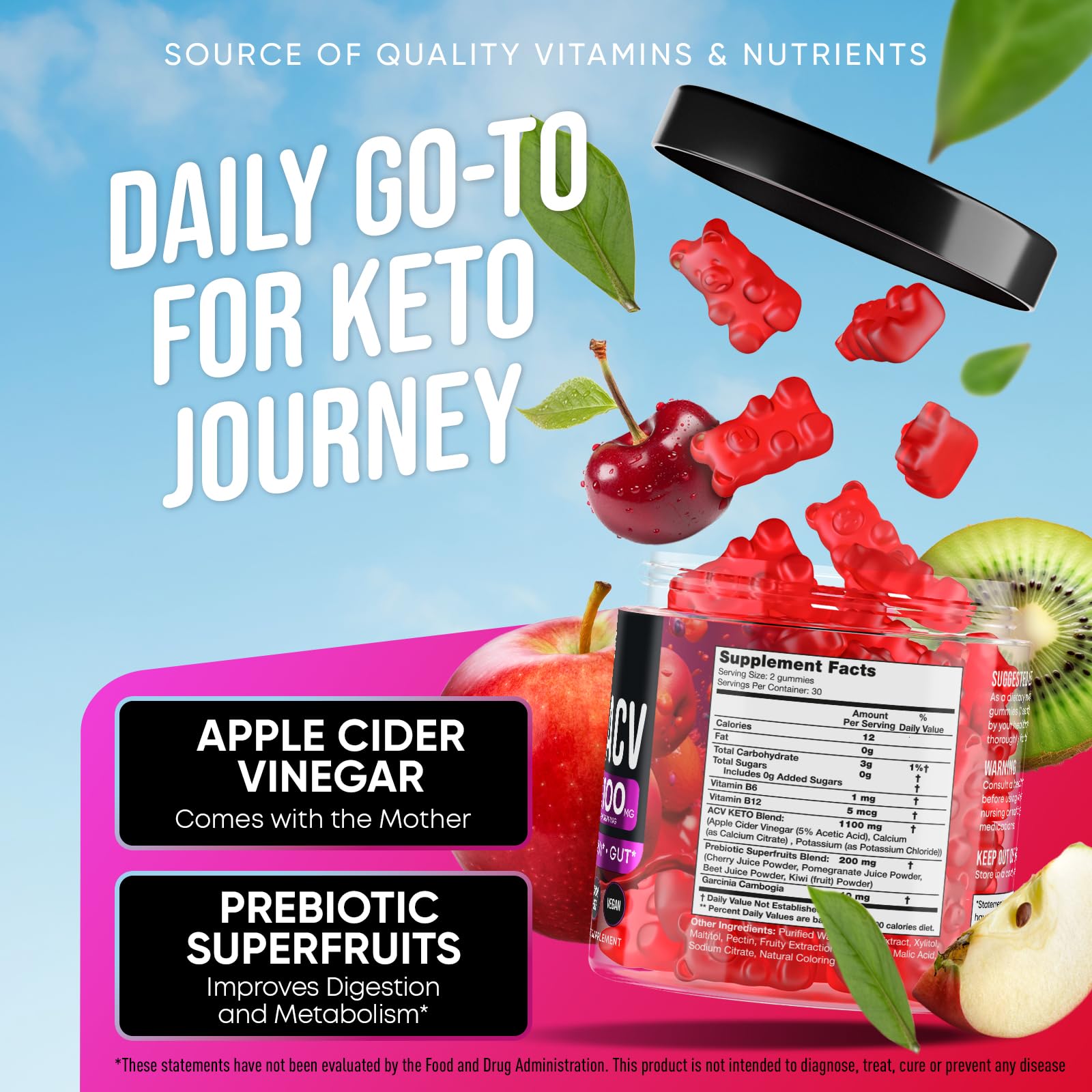 Advanced Keto ACV Gummies - ACV Keto Gummies - with Garcinia Cambogia - Water Loss Keto Gummy JOYLI Nutrition