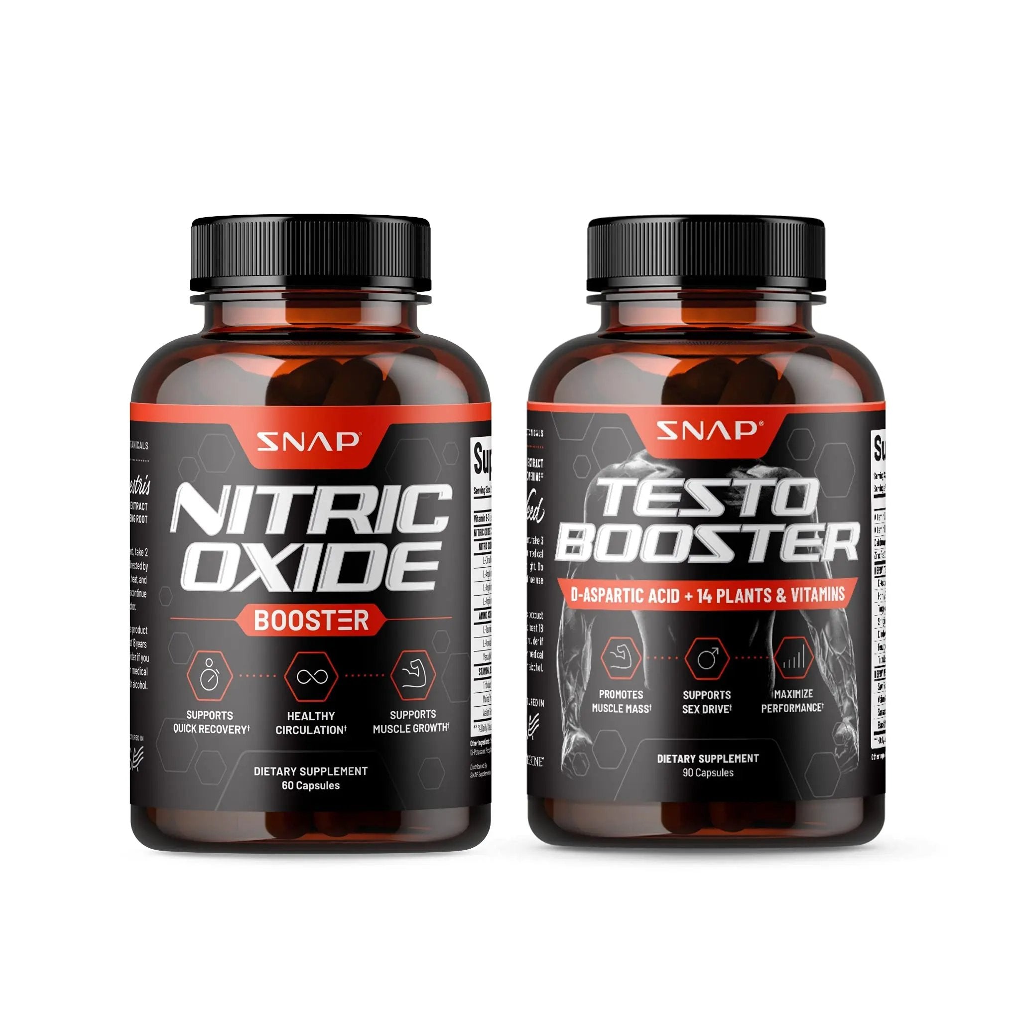 Snap Supplements Nitric Oxide + Testo Booster (2 Products)