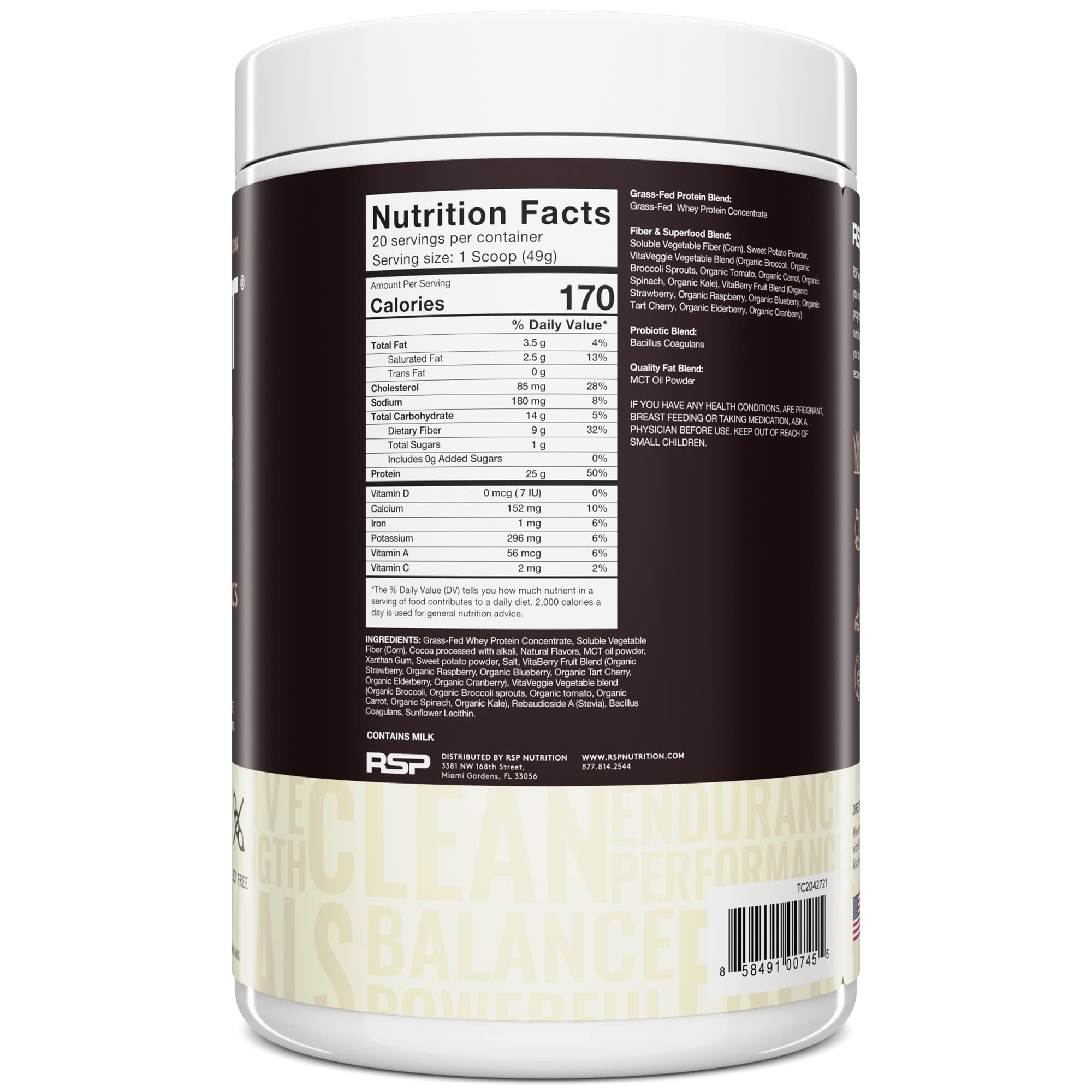 RSP NUTRITION TRUEFIT Protein Powder Meal Replacement Shake, 4.32 LB, Chocolate RSP NUTRITION