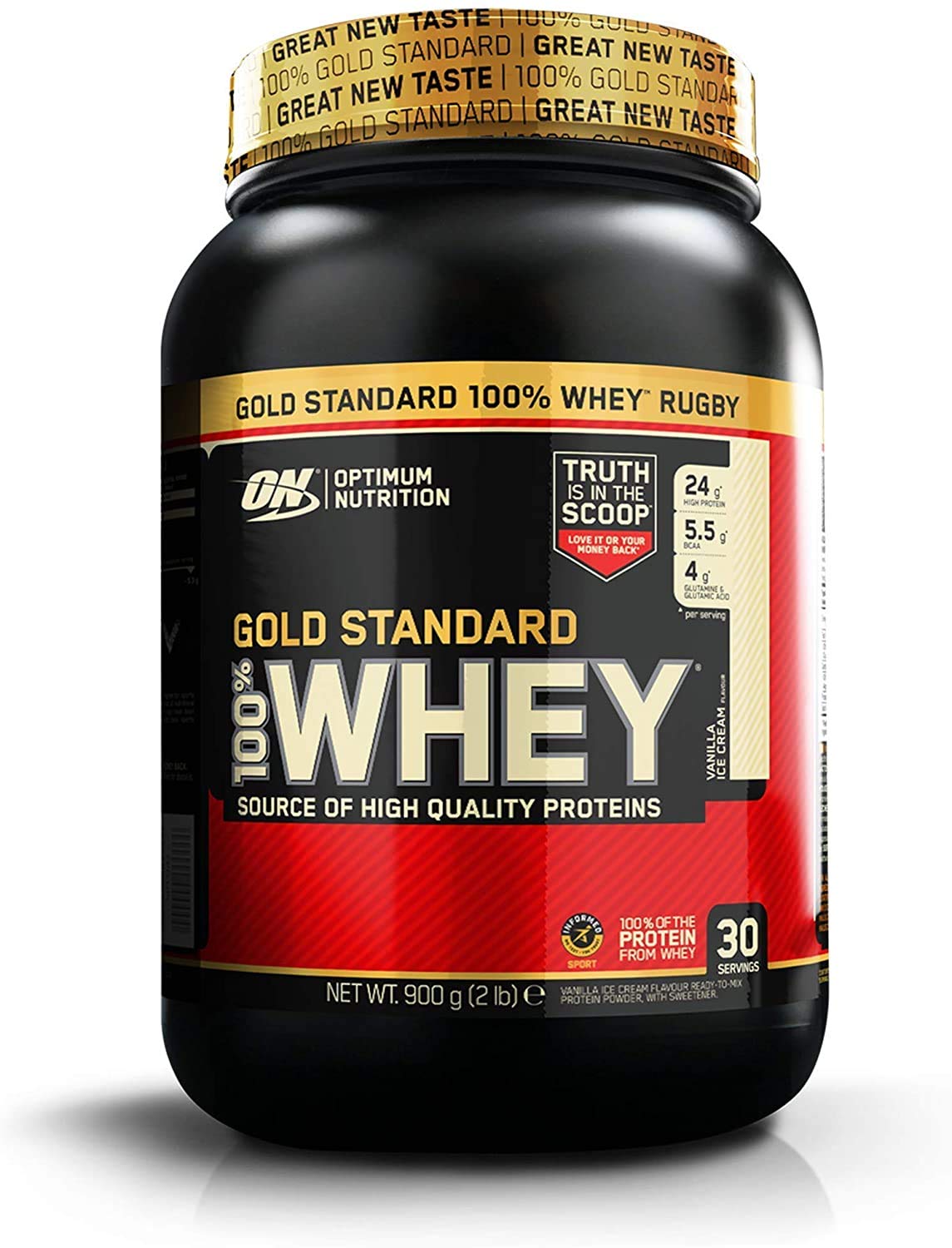Optimum Nutrition 100 Percent Whey Gold Standard Sports Supplements, 908 g, Vanilla