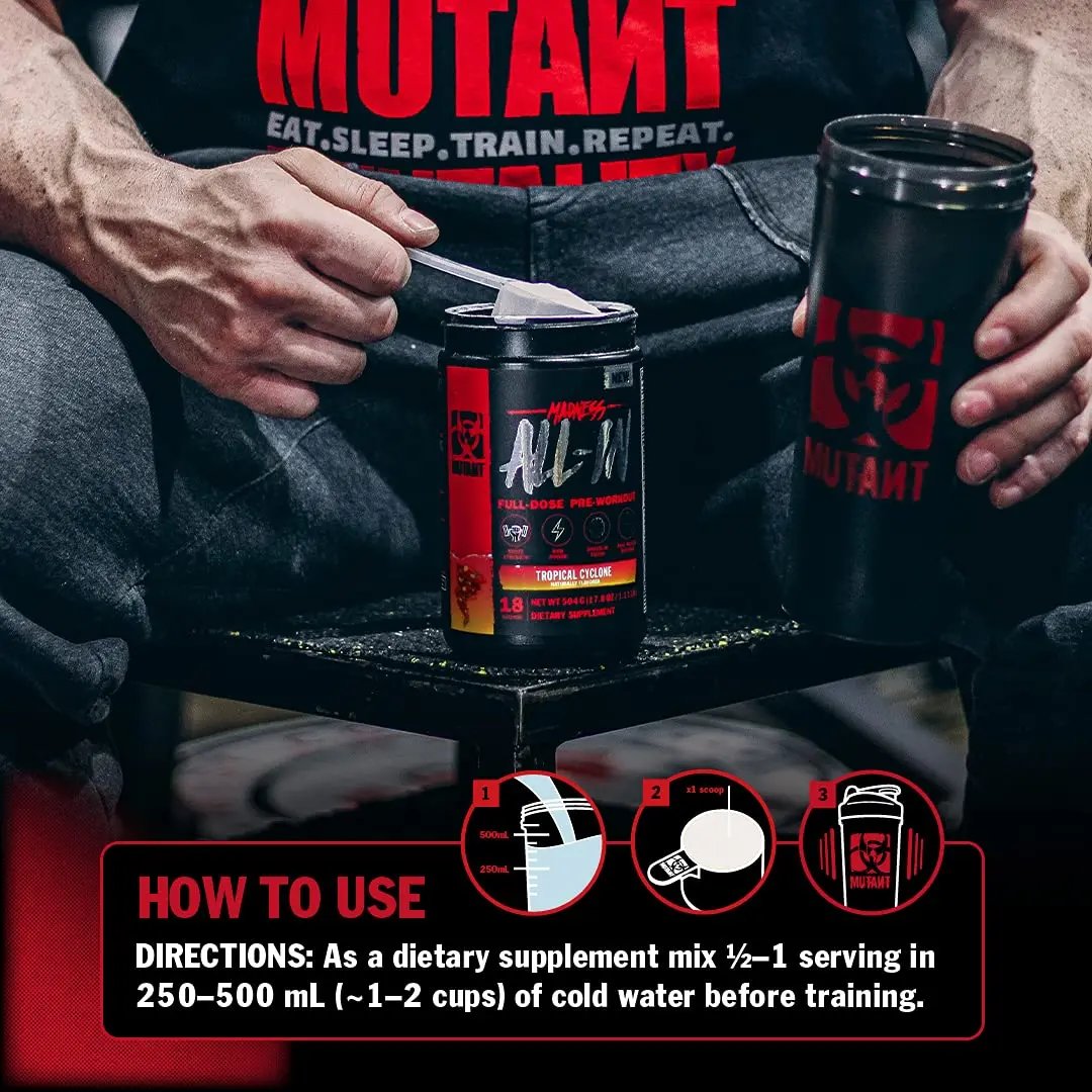 Mutant Madness All-in | Full Dosed Pre-Workout - Tropical Cyclone - 18 Serving - 504 g (17.8oz)