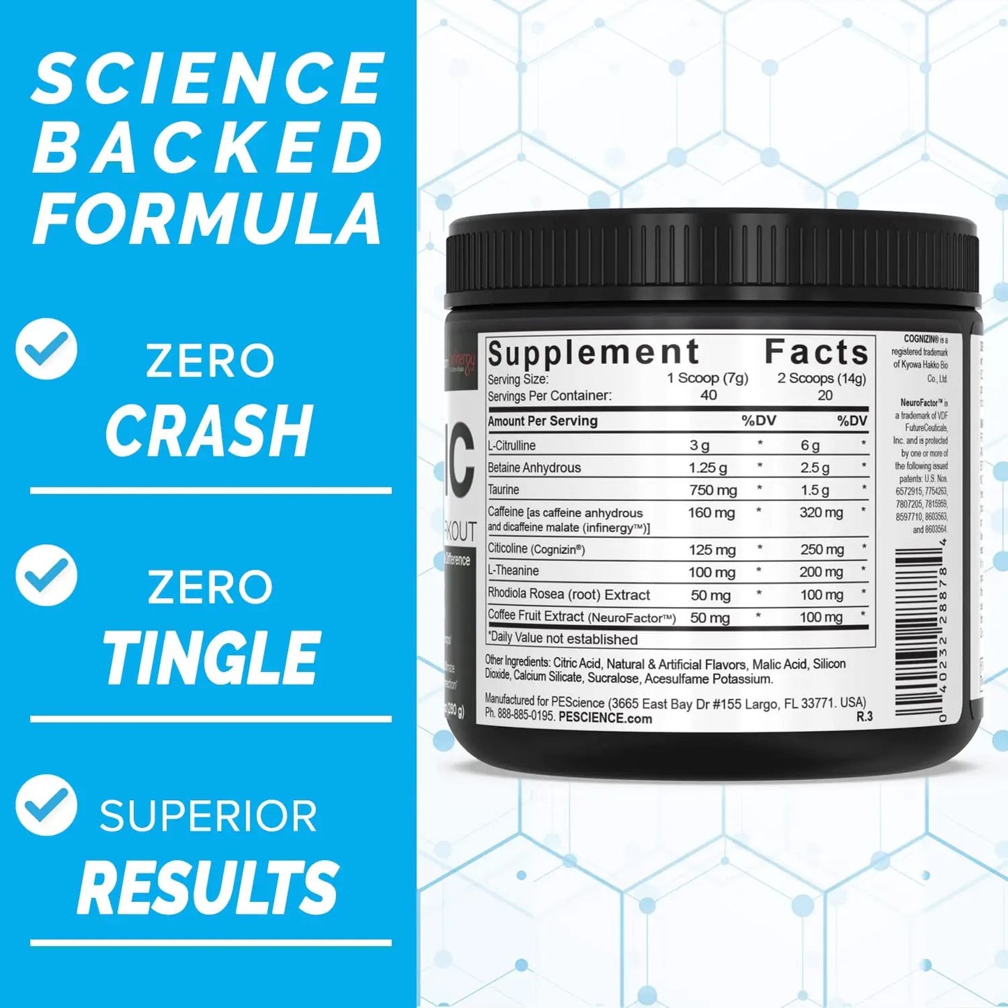 PEScience High Volume + Prolific Pre-Workout Stack, Powerful Nitric Oxide & Energy Supplement Bundle, Sour Peach Candy