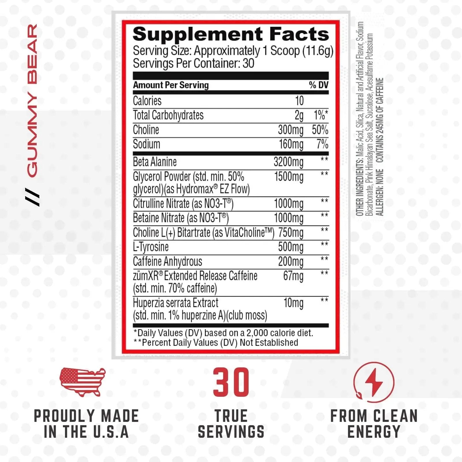Purus Labs NOXYGEN PREWORKOUT Powder, 30 Servings (Gummy Bear)