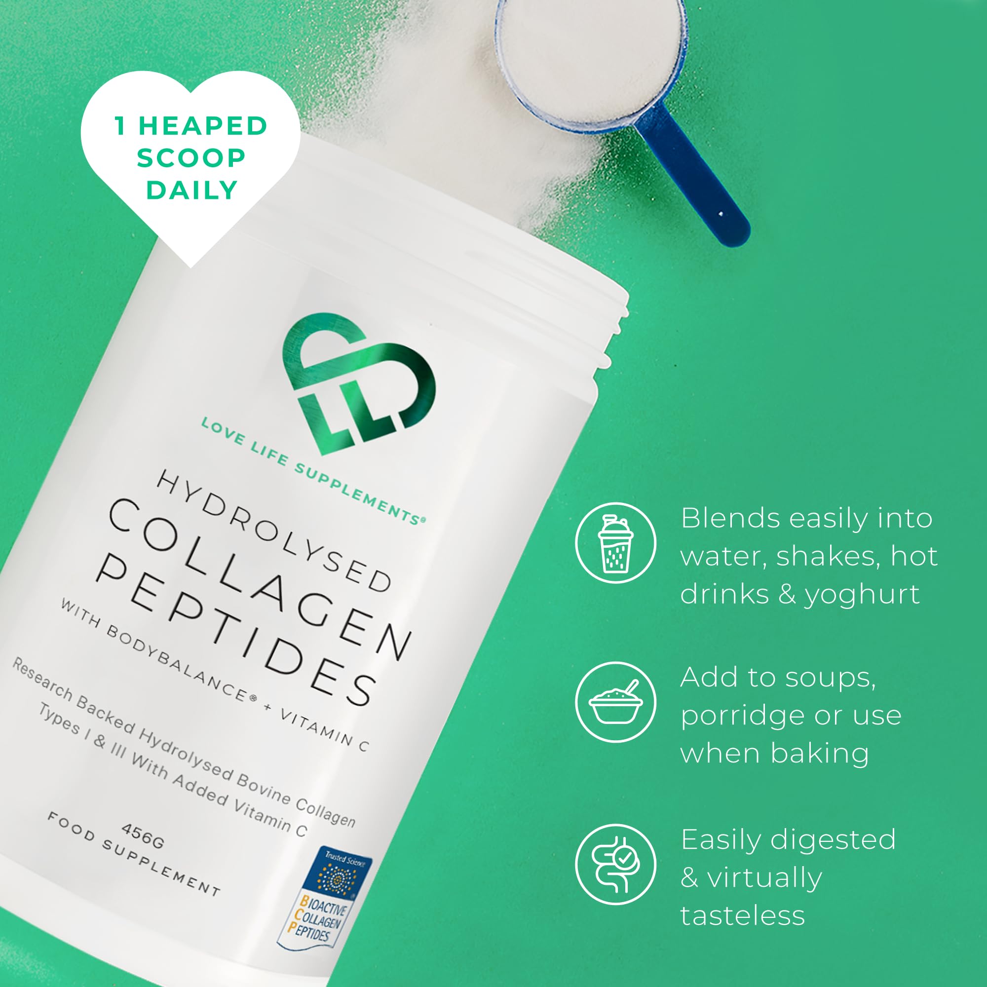 BODYBALANCE® Collagen Powder by LLS - Hydrolysed Bovine Collagen Peptides Types 1 & 3 with Vitamin C - Joint, Ligament LOVE LIFE SUPPLEMENTS