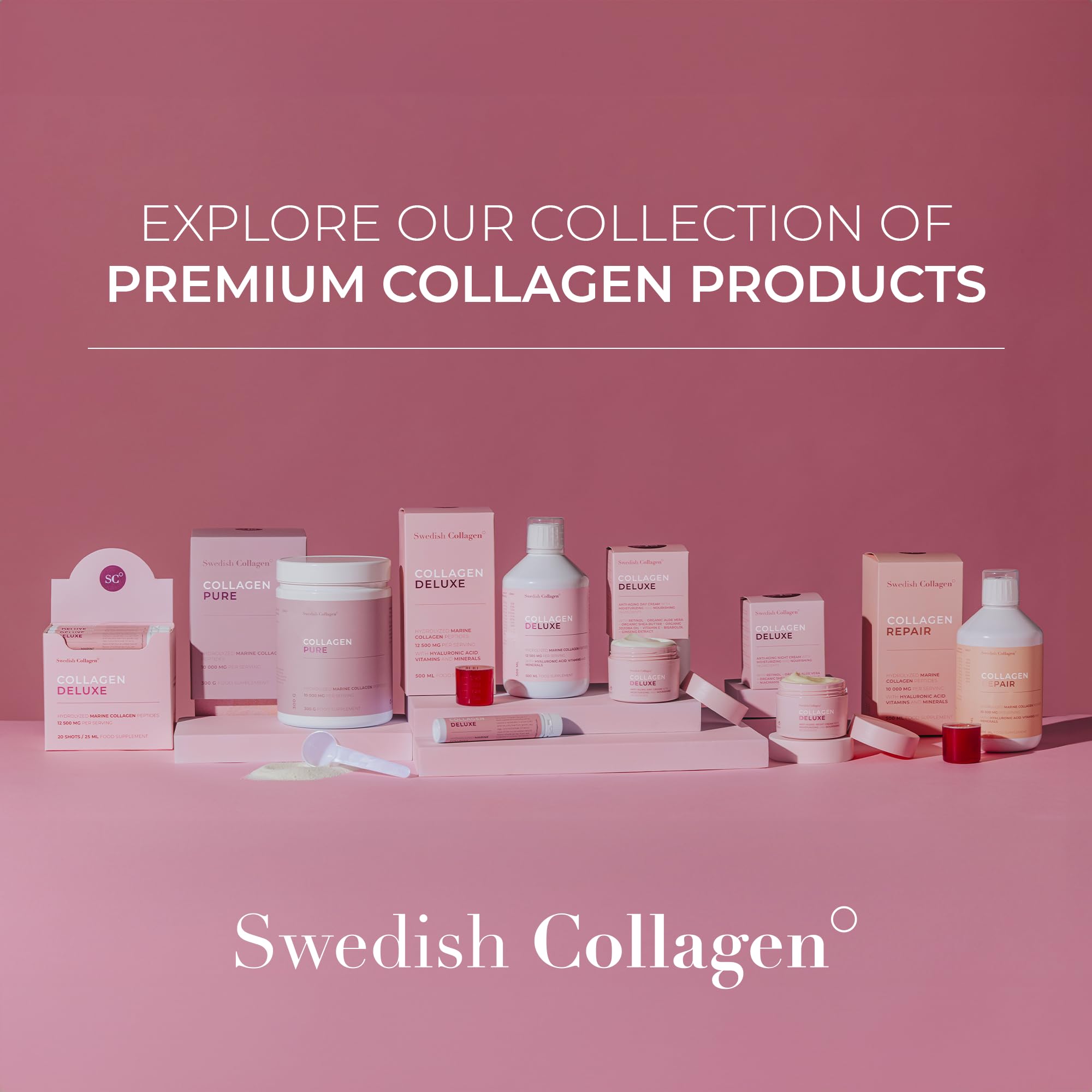 Swedish Collagen - 12500mg Collagen Deluxe 500ml I Hydrolyzed Marine Collagen Peptides (Type I & III) Swedish Collagen