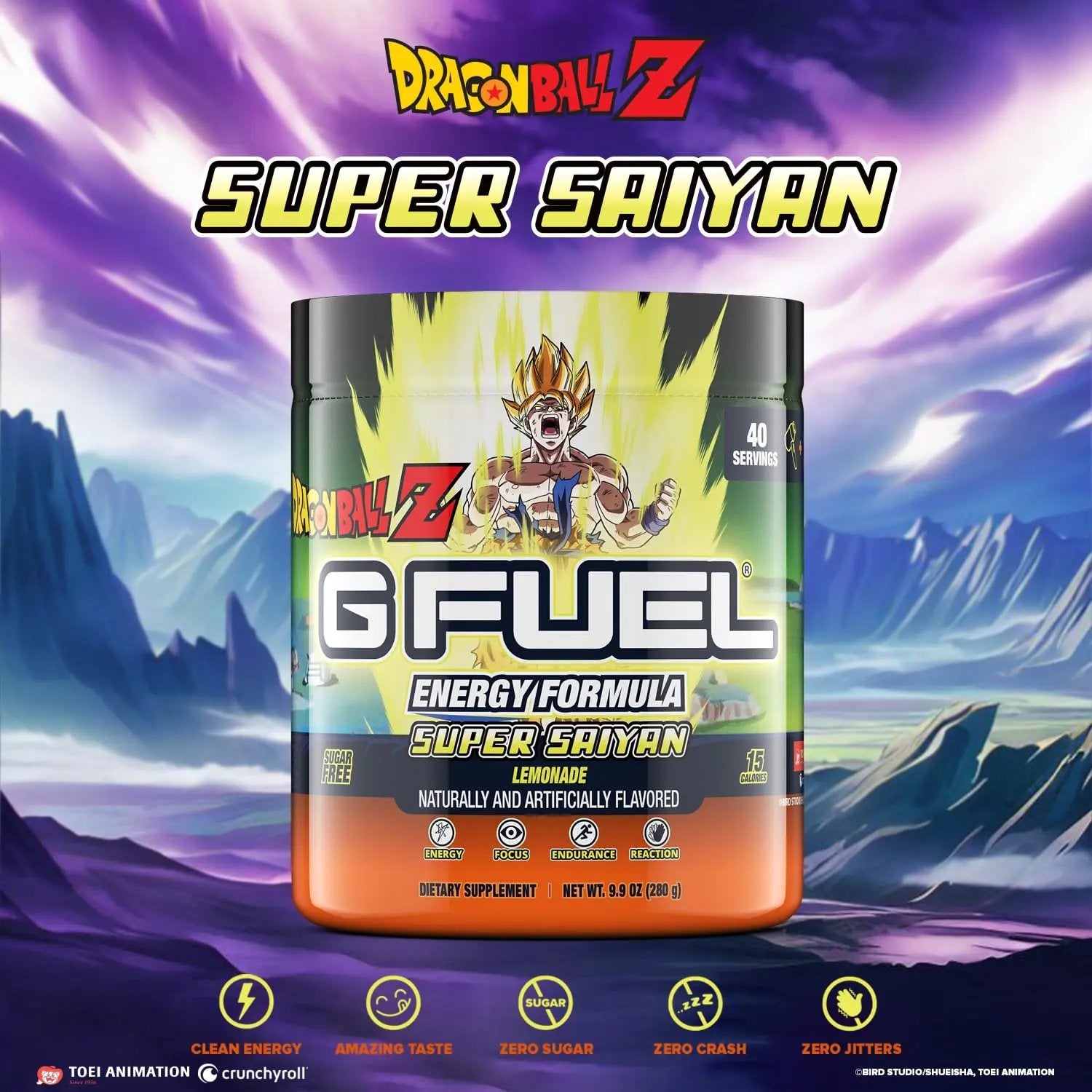 G fuel Dragon Ball Z Energy Powder, Sugar Free, Clean Caffeine Focus Supplement G fuel
