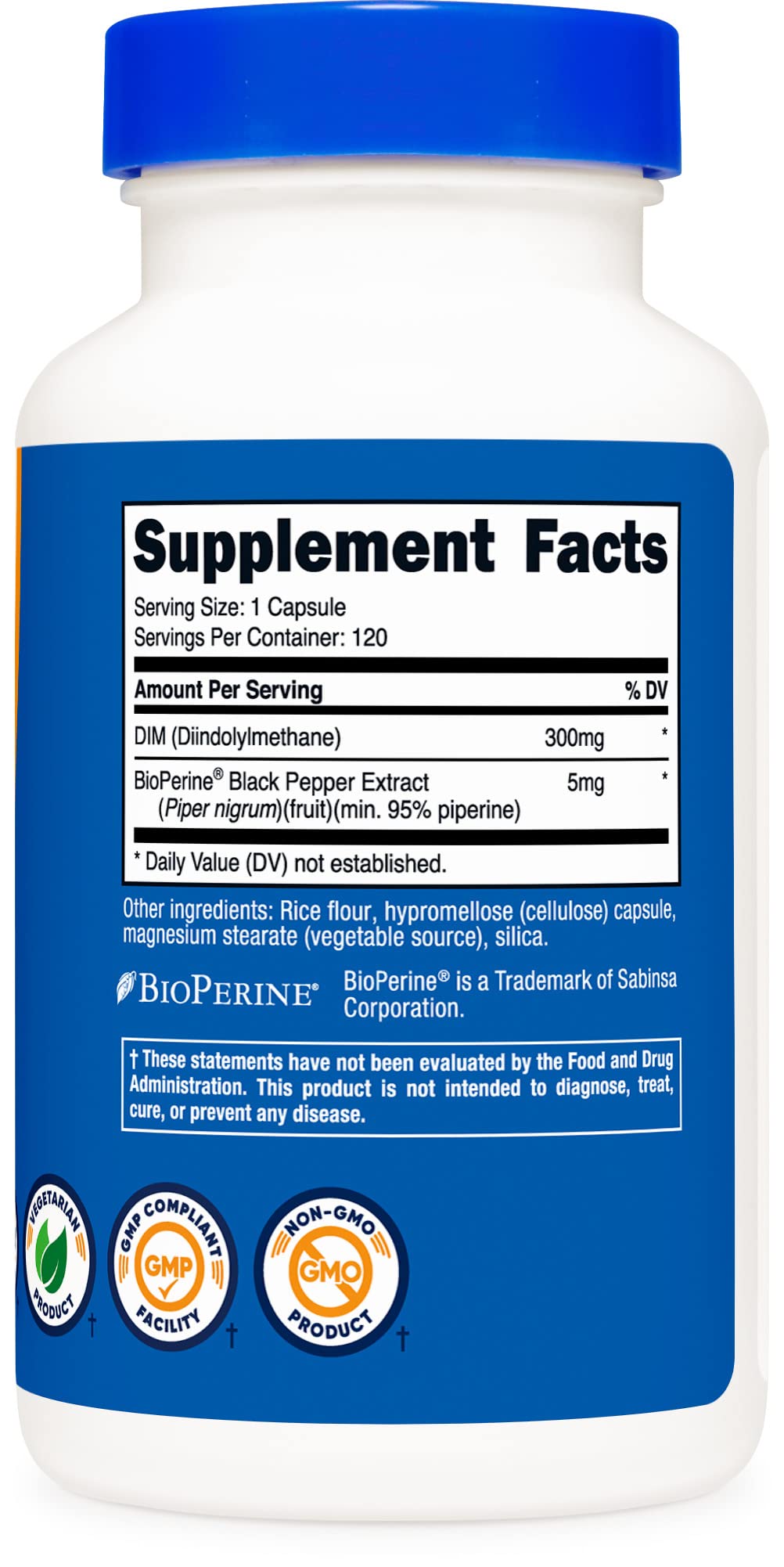 Nutricost DIM (Diindolylmethane) Plus BioPerine 300mg, 120 Vegetarian Capsules Nutricost