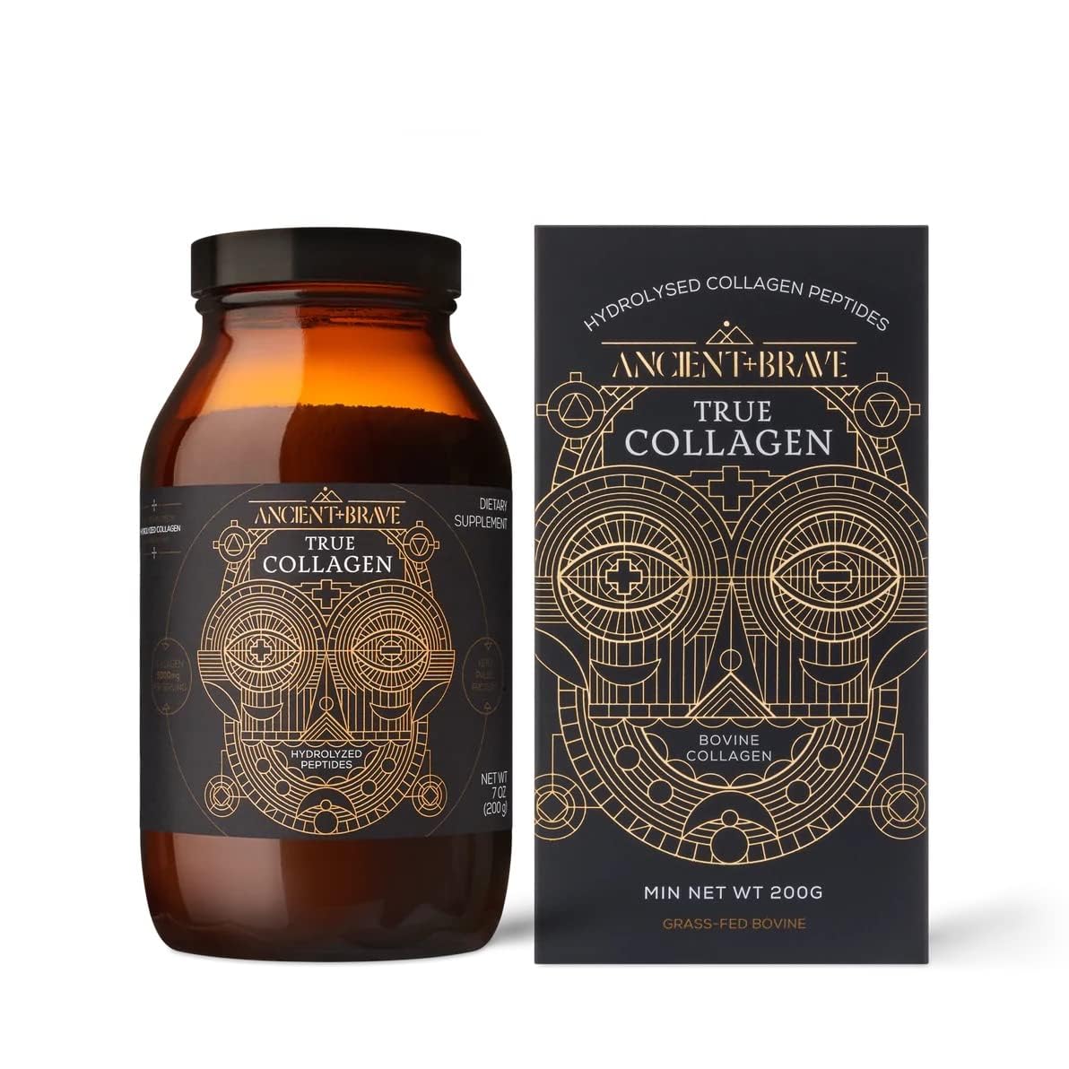 Ancient + Brave True Collagen 200g - Grass-Fed Bovine Collagen Powder - 100% Hydrolysed Collagen Peptides Ancient + Brave