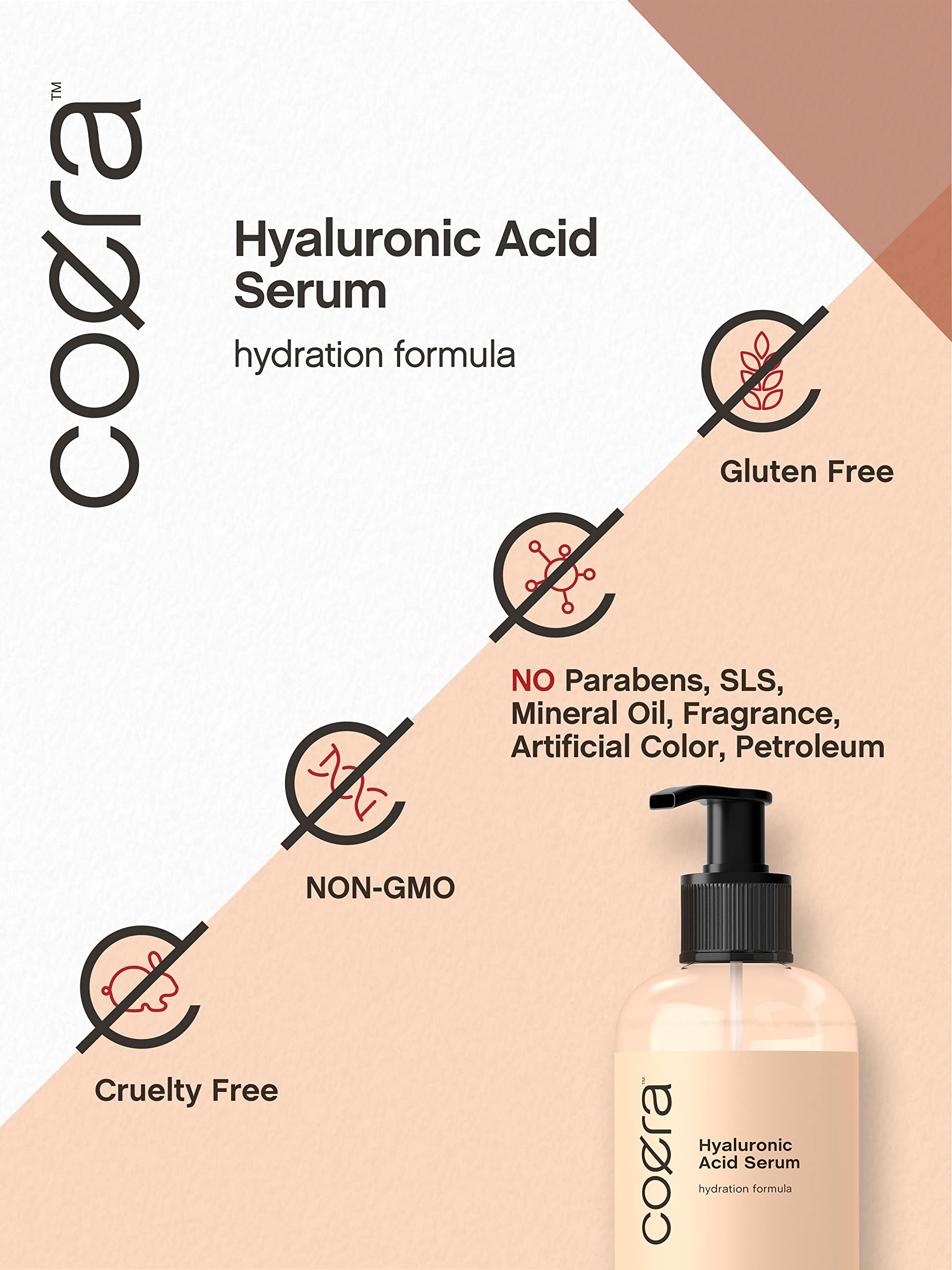 Hyaluronic Acid Serum for Face & Skin | 8 oz | Paraben & SLS Free Moisturizer | Packaging Coera