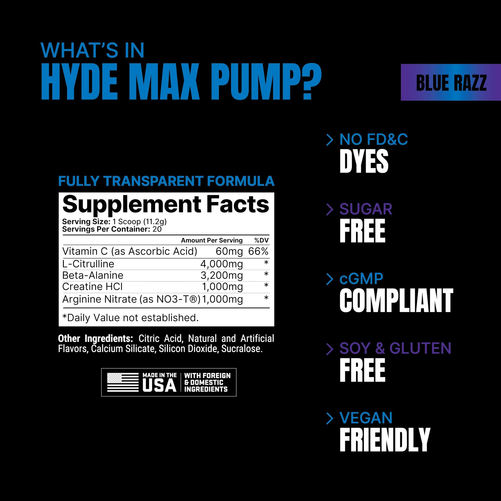 PROSUPPS Hyde Max Pump Pre Workout for Men and Women - Nitric Oxide Supplement PROSUPPS