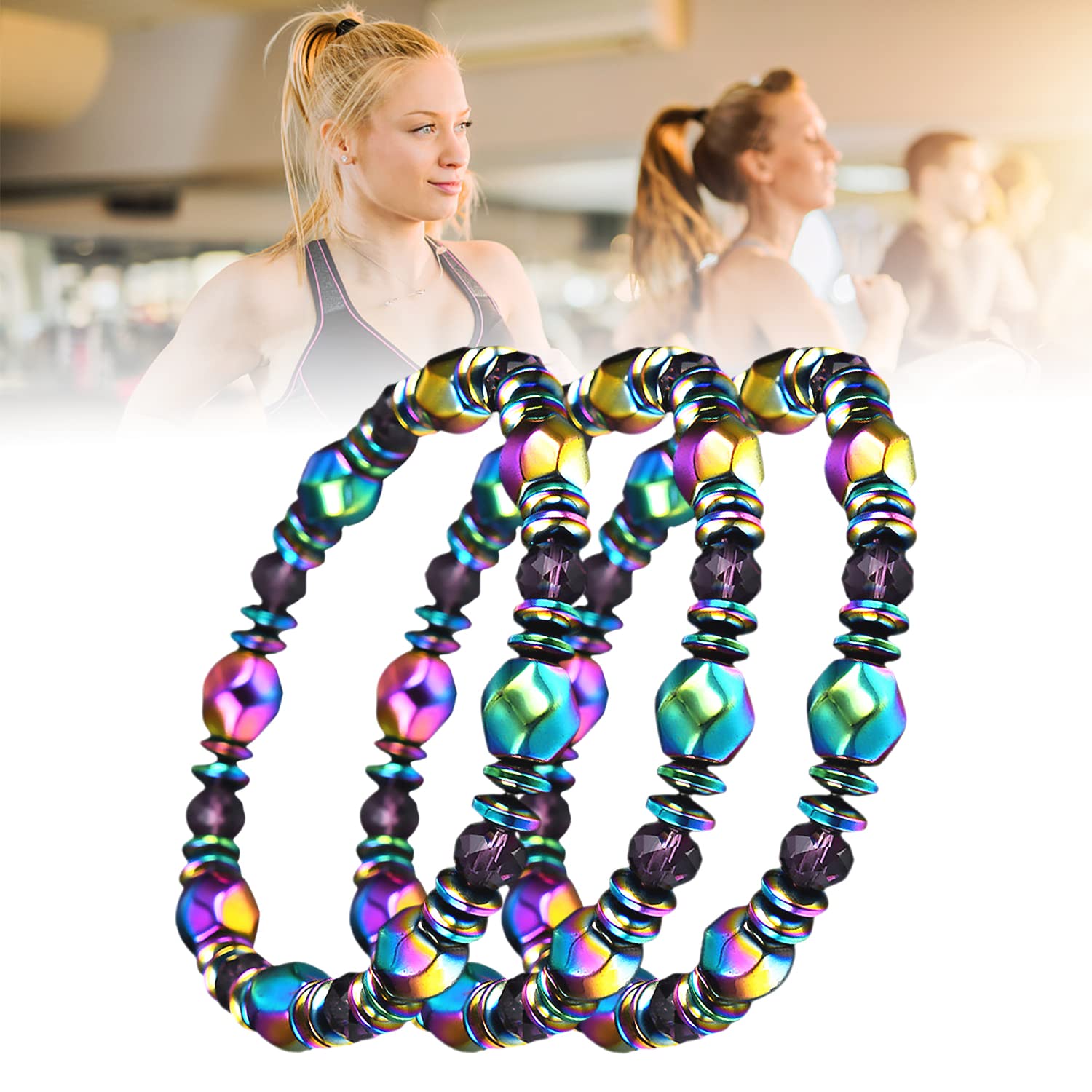 AGSIXZLAN 3pcs Adjustable Lymph Drainage Carnelian Magnetic Bracelet,Slimming Magnetic AGSIXZLAN