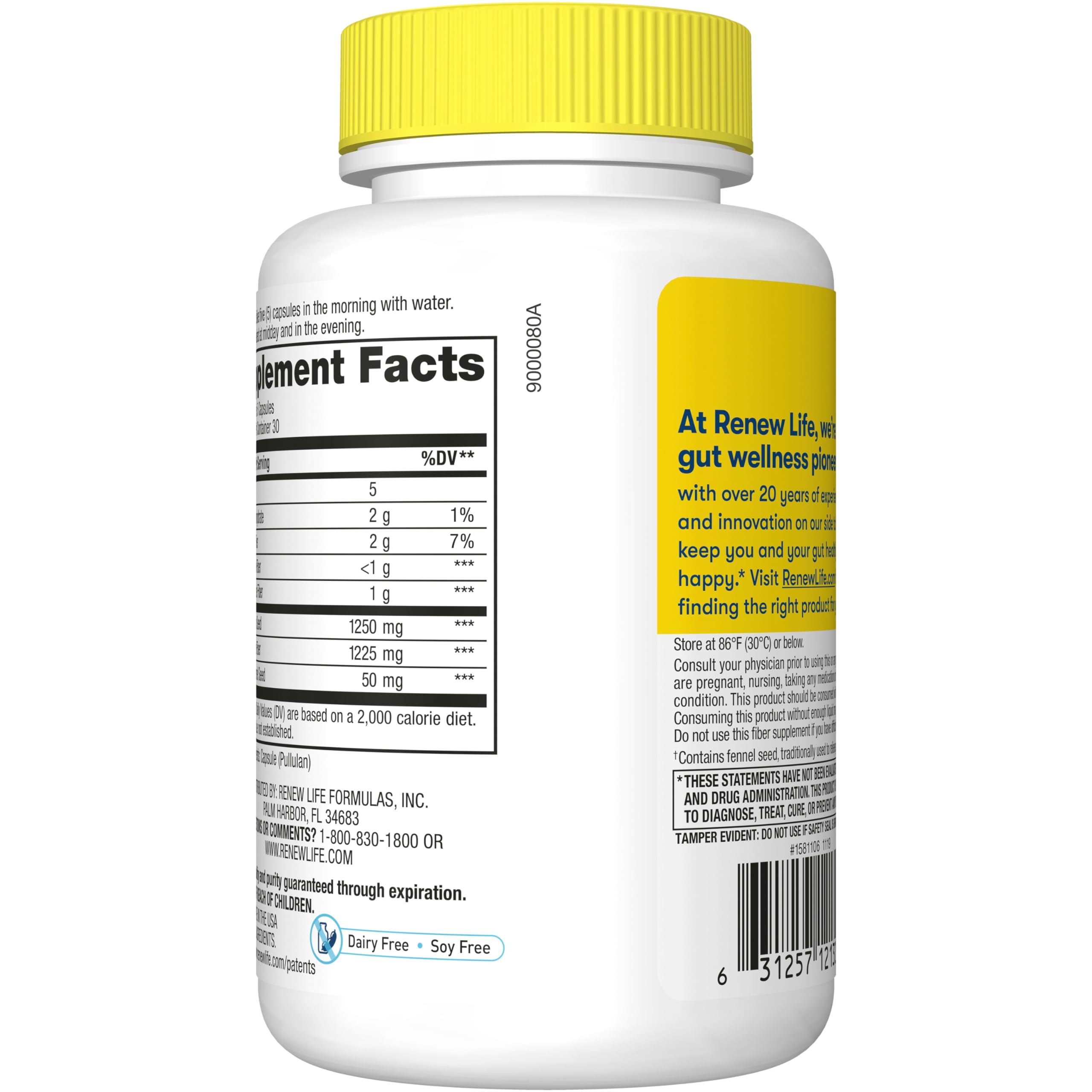 Renew Life Adult Daily Digestive Prebiotic Fiber, 150 Vegetarian Capsules Renew Life