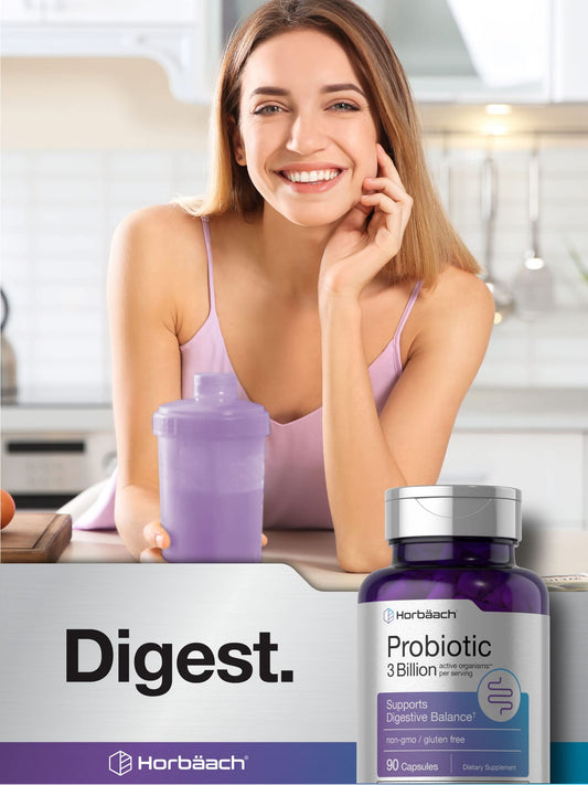 Probiotic for Women & Men's Digestive Health | 3 Billion CFU | 90 Capsules | Non-GMO Horbäach