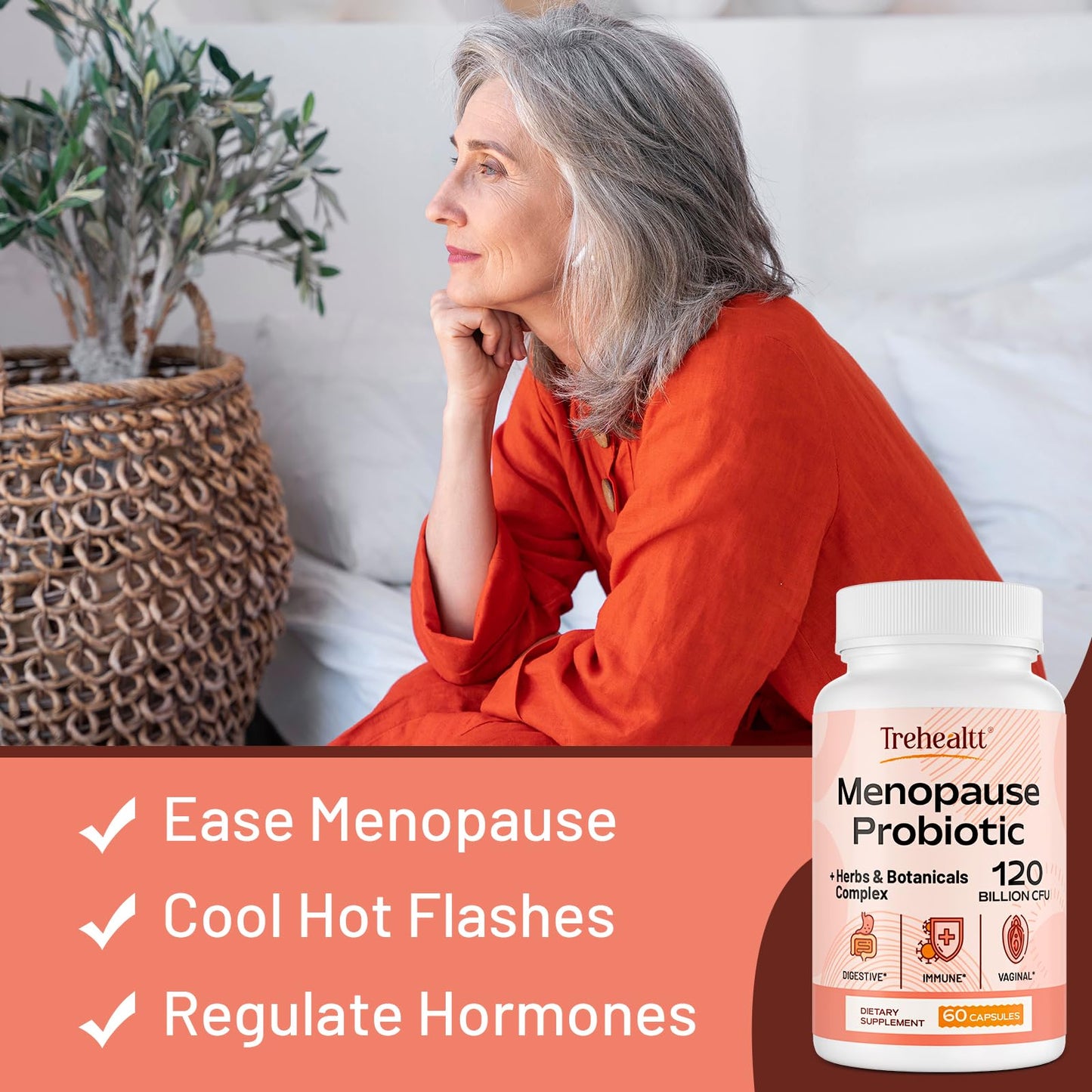 Menopause supplements for women, 120 Billion CFU Probiotic, 13-in-1 Herbs & Botanicals Complex