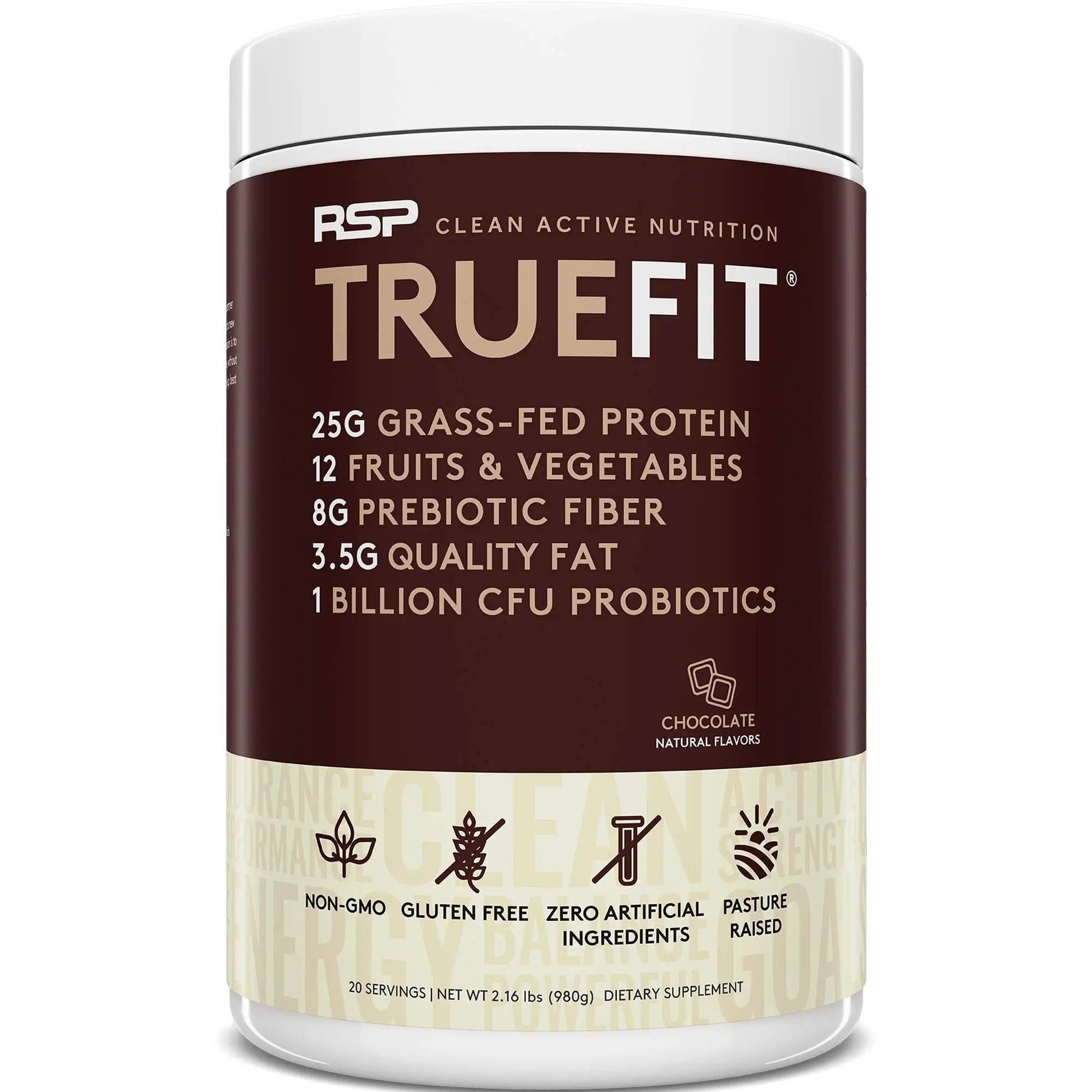 RSP NUTRITION TrueFit Protein Powder (Chocolate 2 LB) with AminoLean Pre Workout Energy (BlackBerry Pomegranate 30 Servings)
