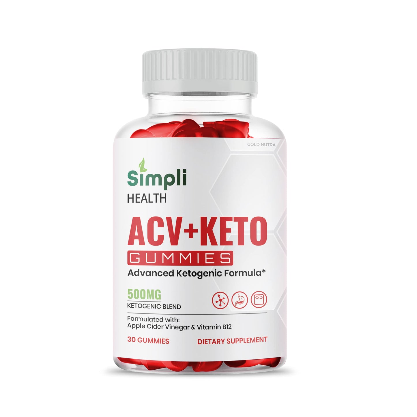 (3 Pack) Simpli Health ACV Keto Gummies, Maximum Strength Gold Nutra