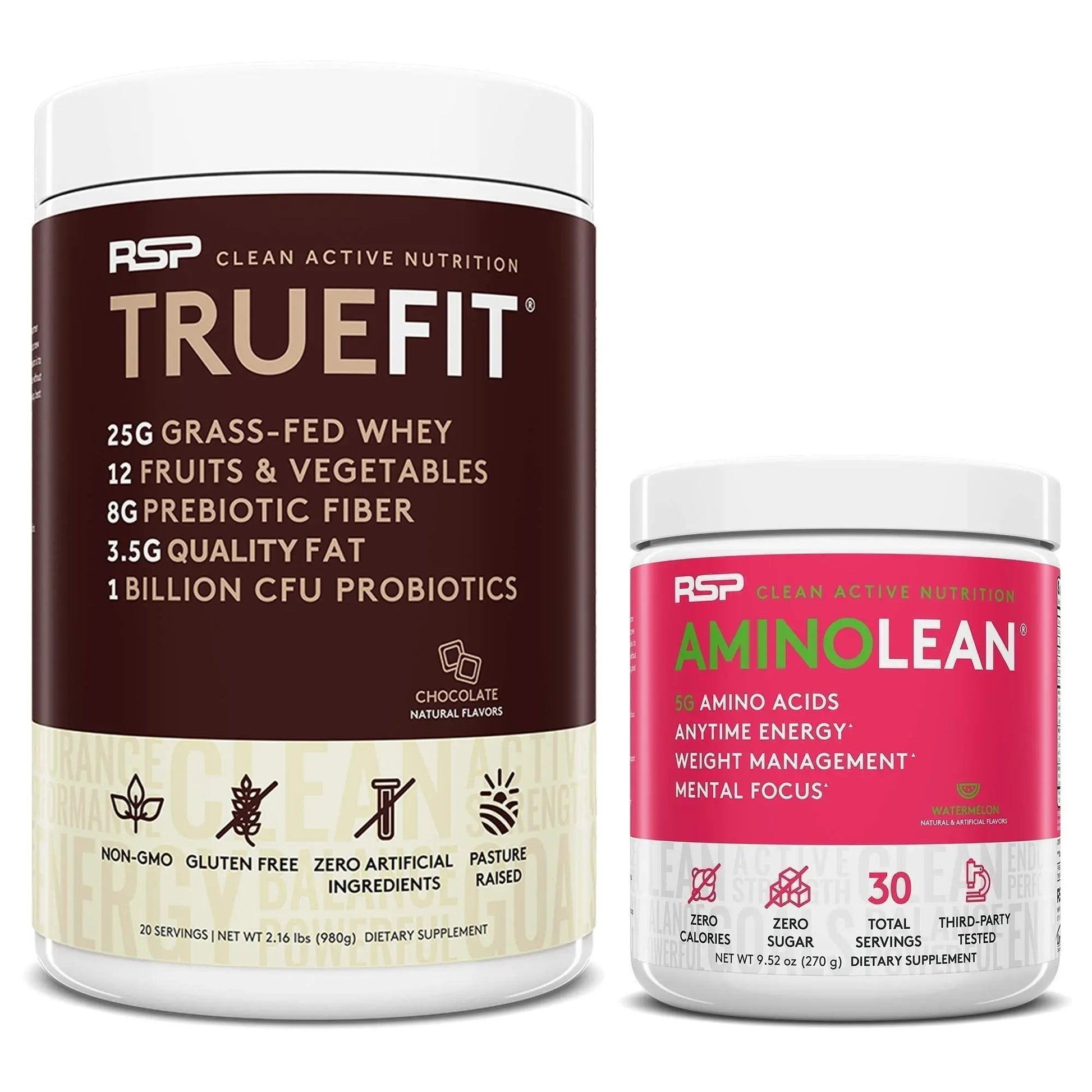 RSP NUTRITION TrueFit Protein Powder (Chocolate 2 LB) with AminoLean Pre Workout