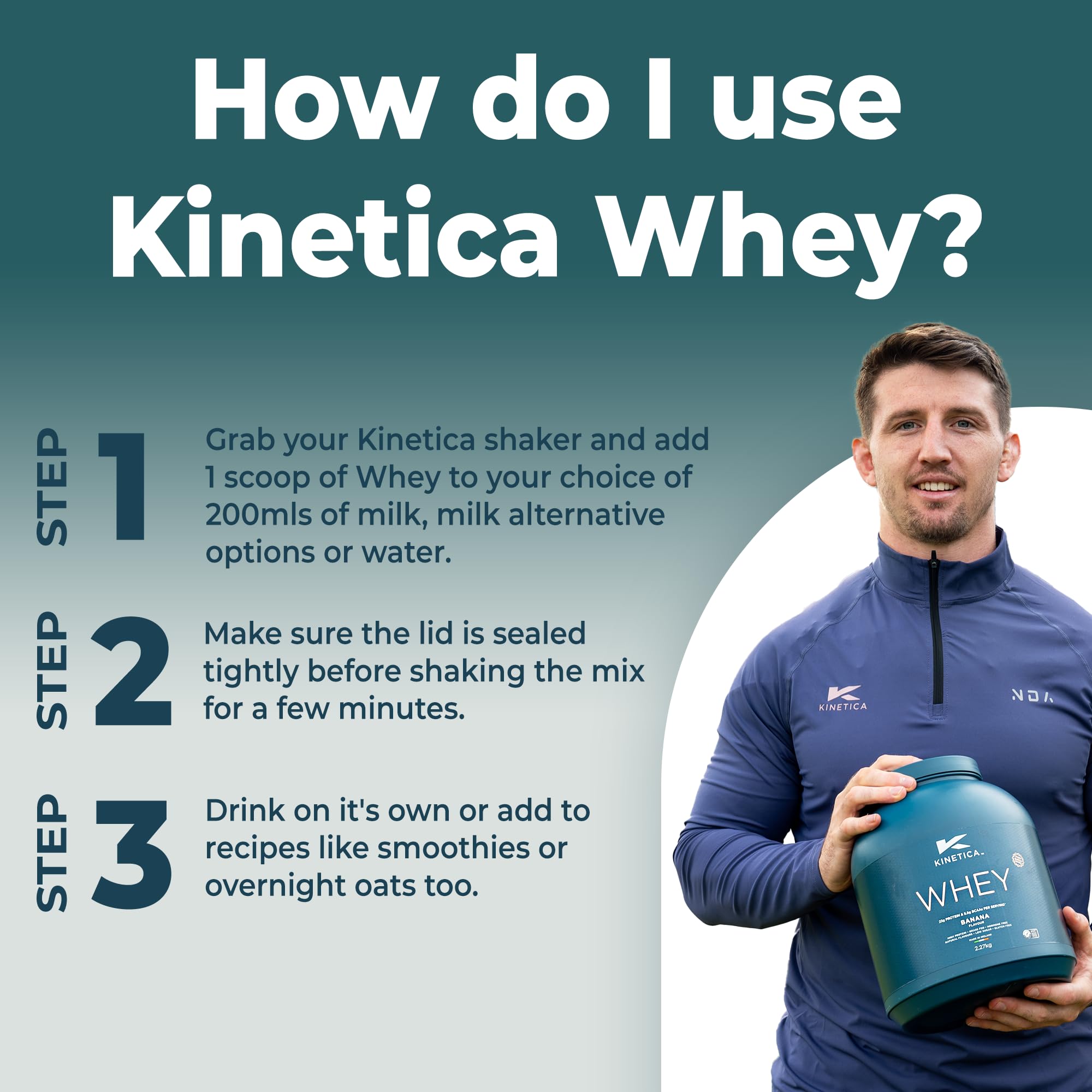 Kinetica Banana Whey Protein Powder | 2.27kg | 23g Protein per Serving | 76 Servings