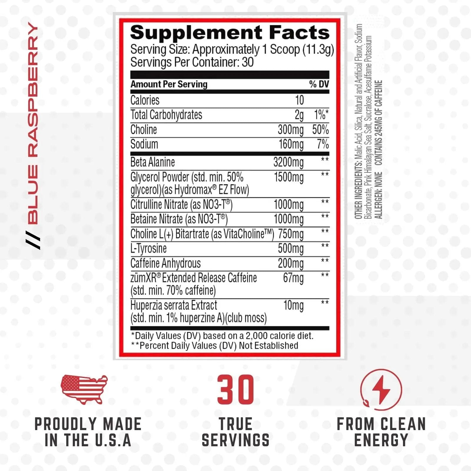 Purus Labs NOXYGEN PREWORKOUT Powder, 30 Servings (Blue Raspberry)
