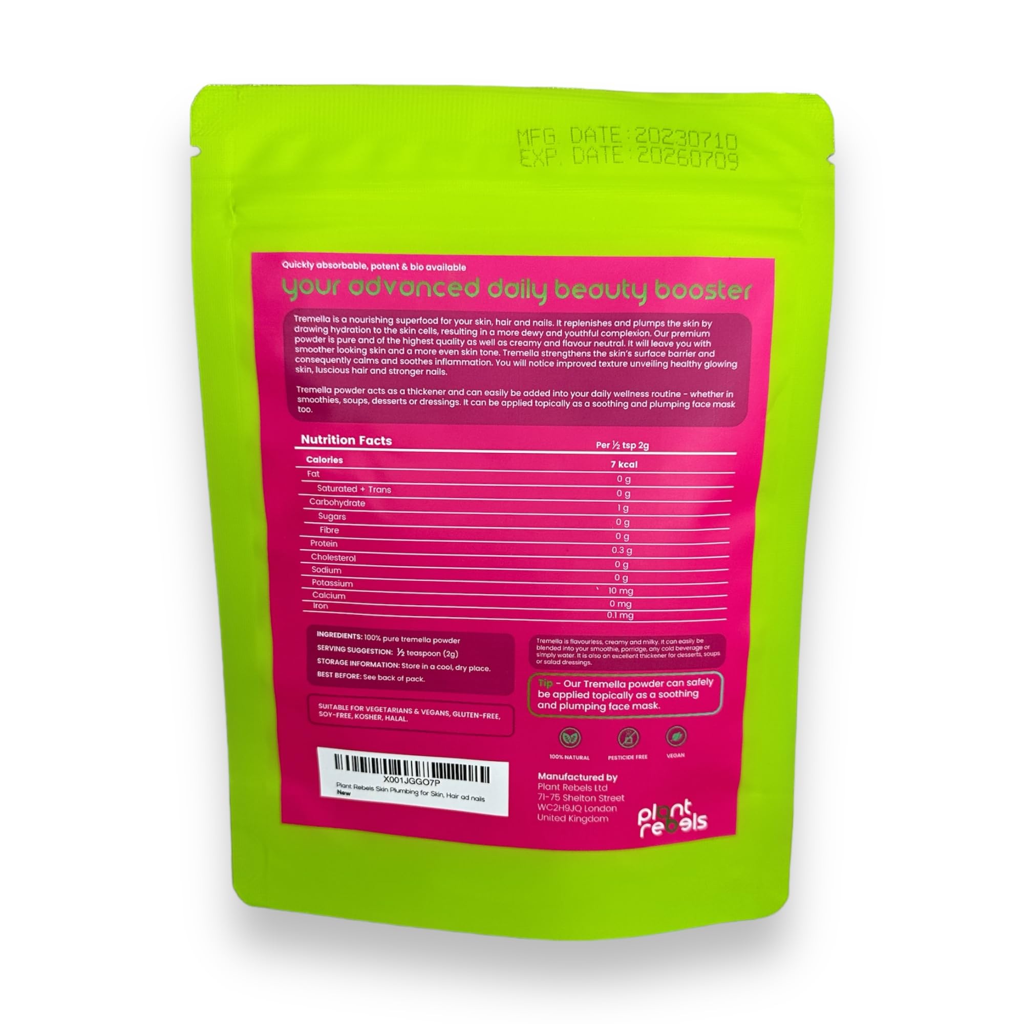 Plant Rebels Pure Tremella Mushroom Extract Powder | Vegan Collagen | Anti Aging Plant Rebels