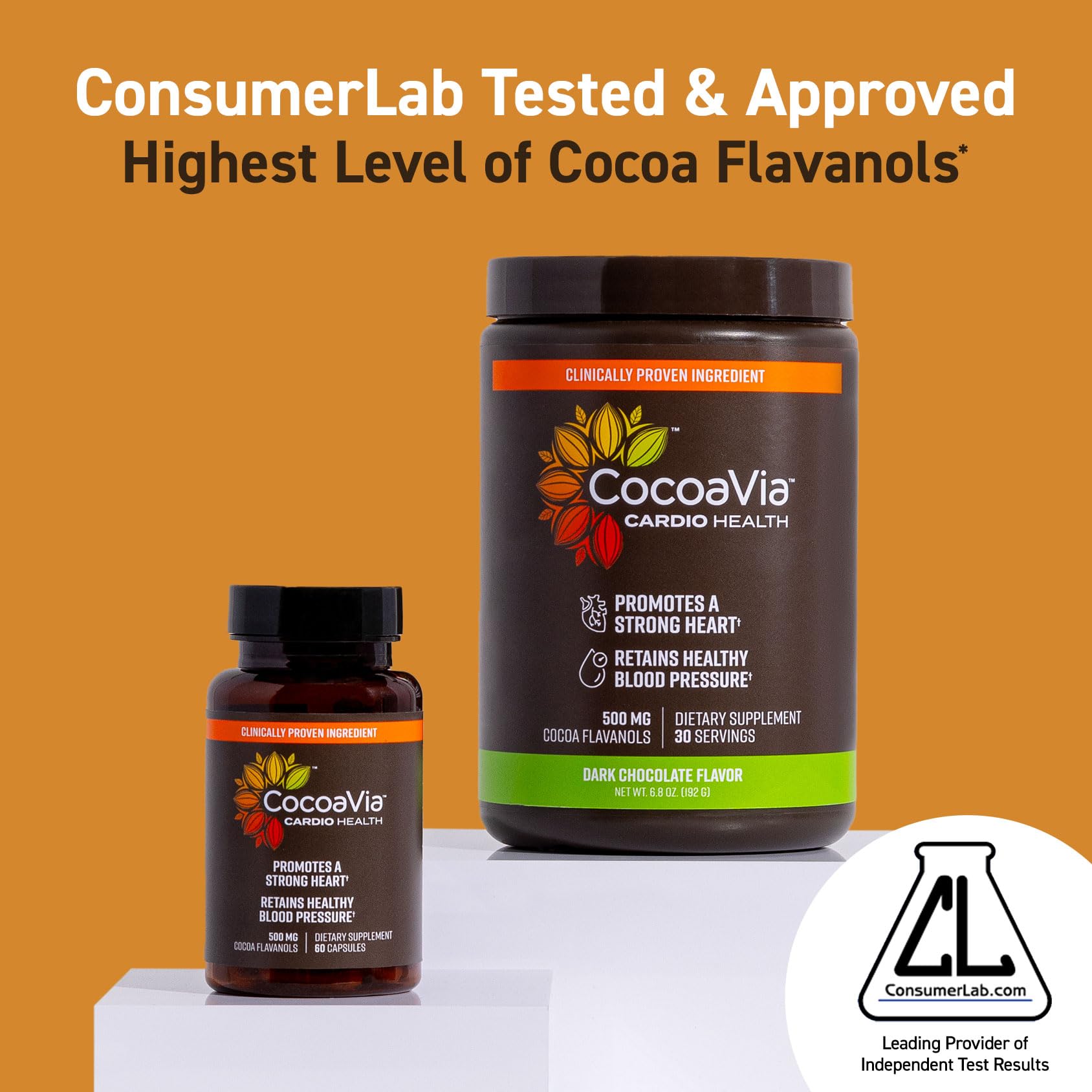 CocoaVia Cardio Health Supplement, 30 Day, 500mg Cocoa Flavanols, Support Heart Health CocoaVia