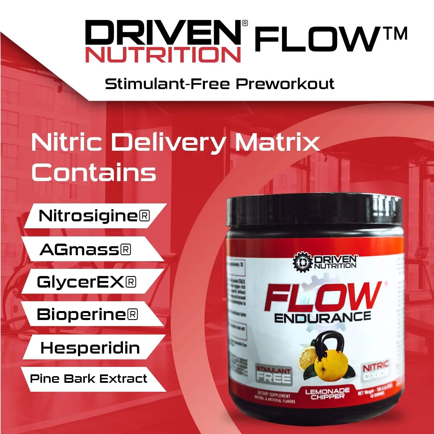Driven Nutrition Flow - Cognitive Nitric Oxide Nootropic - Endurance & Energy - Increase Focus, Athletic Performance, Muscle Mass - Vitamin B12 & Electrolytes - Lemonade Chipper, 60 Servings