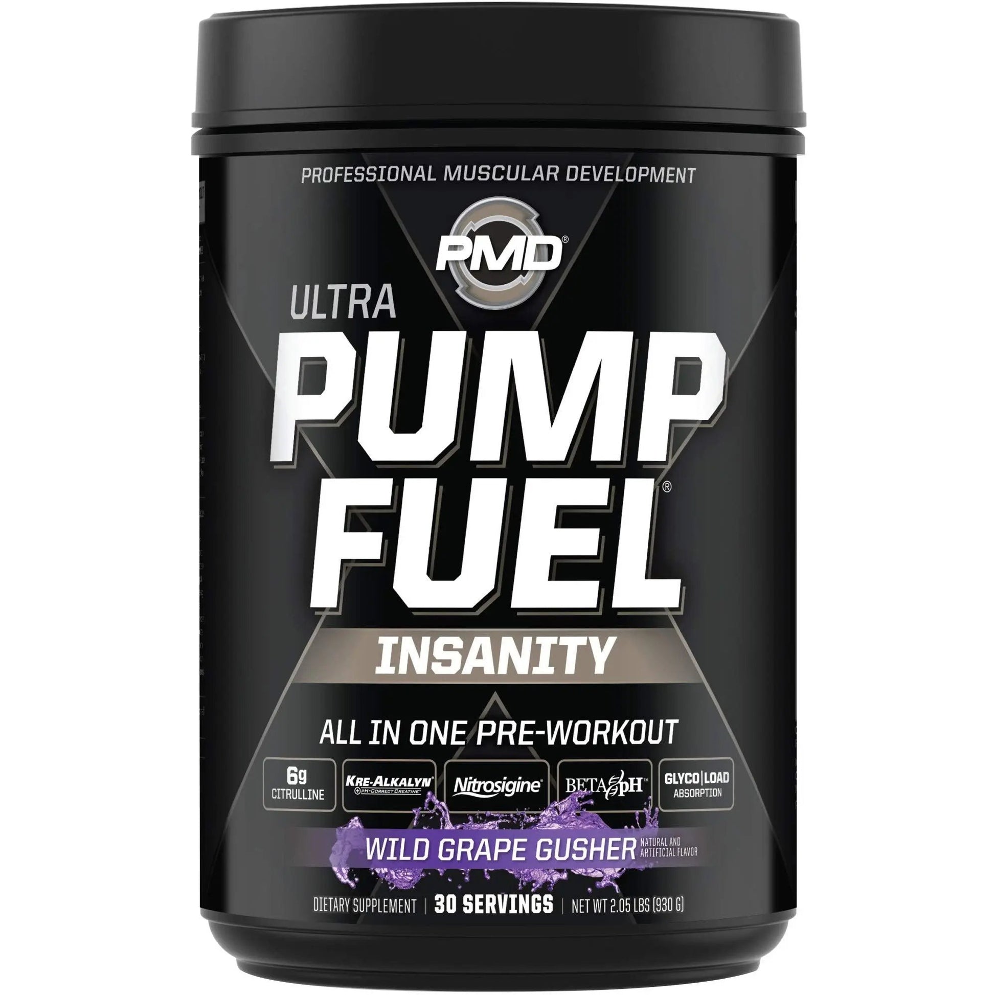 PMD Sports Ultra Pump Fuel Insanity - Pre Workout - Grape Gusher (30 Servings) Sports Omega Cuts Elite Thermogenic Fat Burner (90 Softgels)