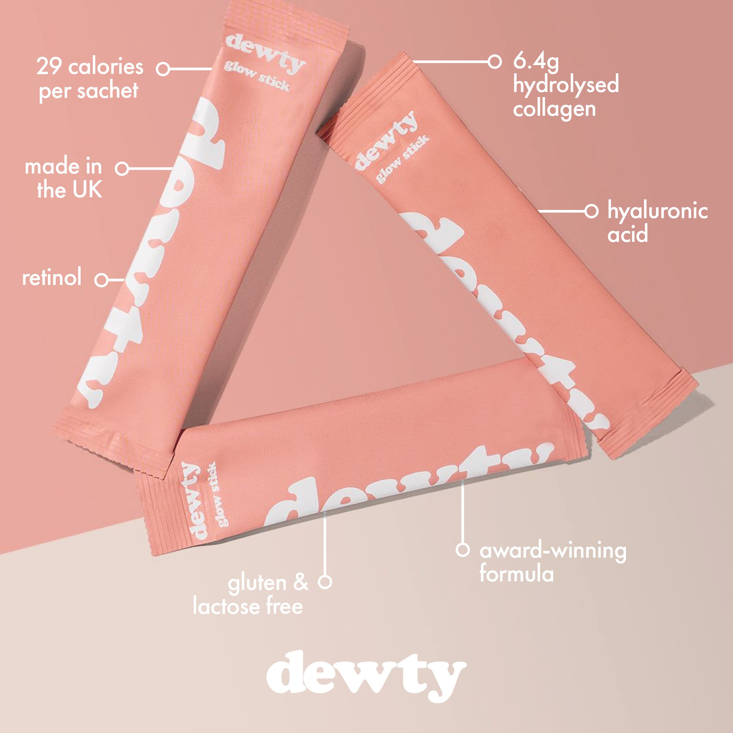 Dewty Collagen Drink - Peach Flavour Daily Collagen Supplements for Women - Individual Collagen Sachets Dewty