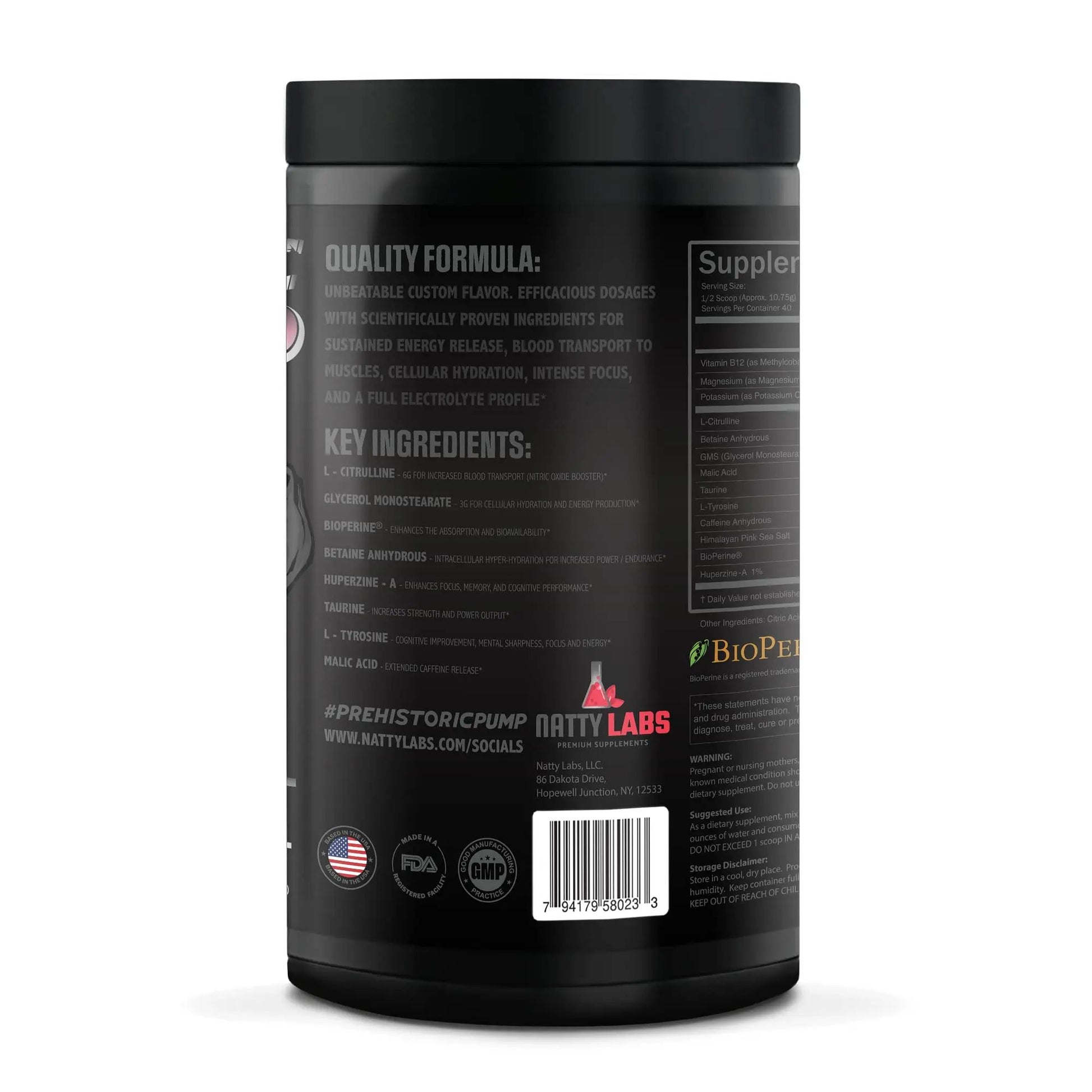 Natty Labs Prehistoric Pump Pre Workout - Preworkout Energy Supplement · 300mg Caffeine · Energy · Focus · Pump · Electrolytes · Hydration · Vitamins - 40 Servings (Pink Star Candy)