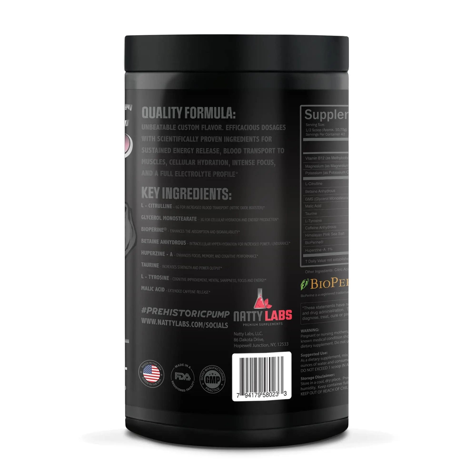 Natty Labs Prehistoric Pump Pre Workout - Preworkout Energy Supplement · 300mg Caffeine · Energy · Focus · Pump · Electrolytes · Hydration · Vitamins - 40 Servings (Pink Star Candy)