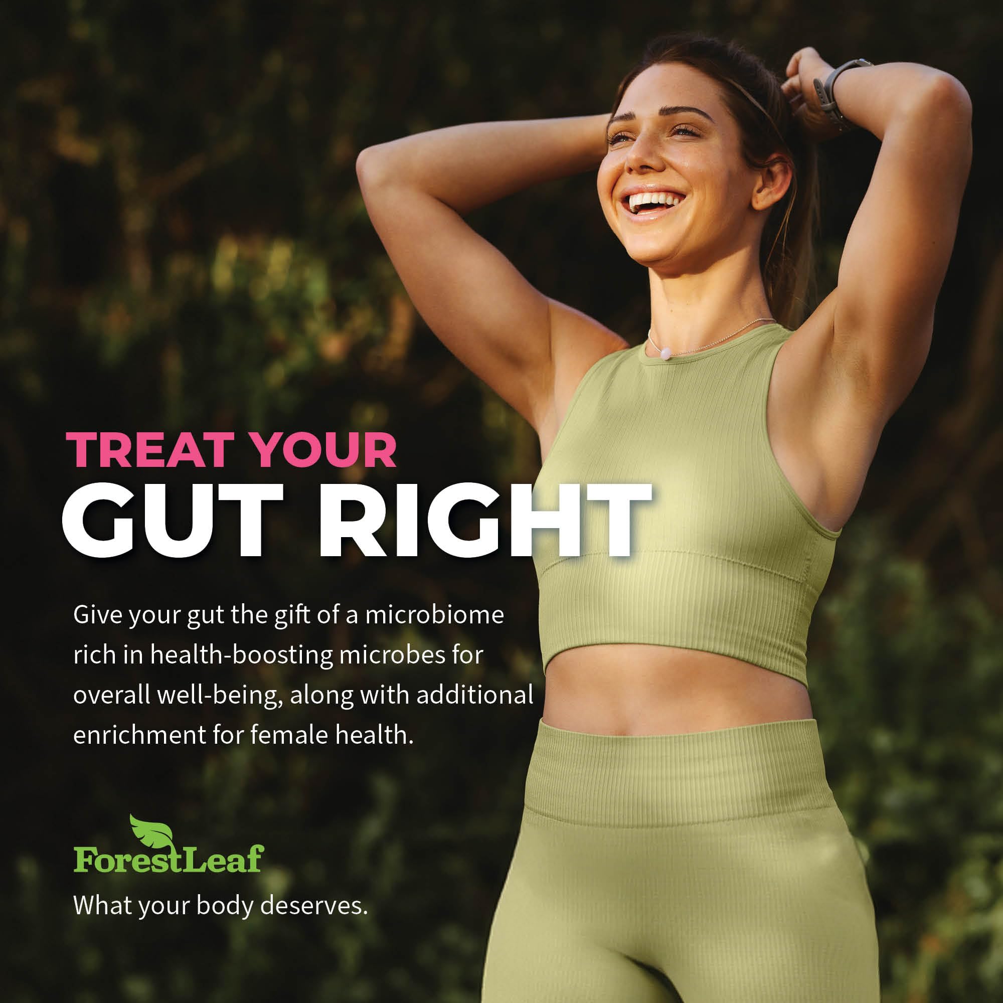 ForestLeaf Womens Probiotic 50 Billion CFU with Organic Prebiotics, Digestive Enzymes ForestLeaf