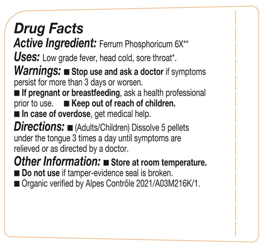 Ferrum Phosphoricum- OLLOIS - Organic & Vegan, Kosher Certified, Cell Salt #4 (Approx. 80 pellets)
