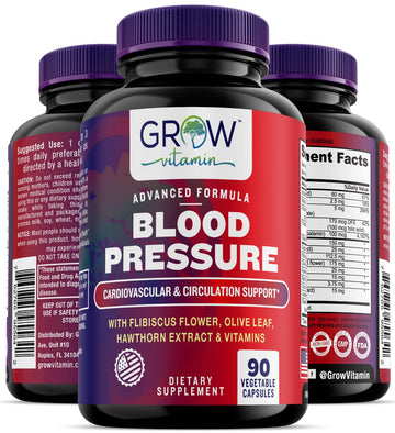 grow vitamin Blood Pressure Formula - Herbal Blend, Non-GMO, Gluten-Free - 90 Capsules