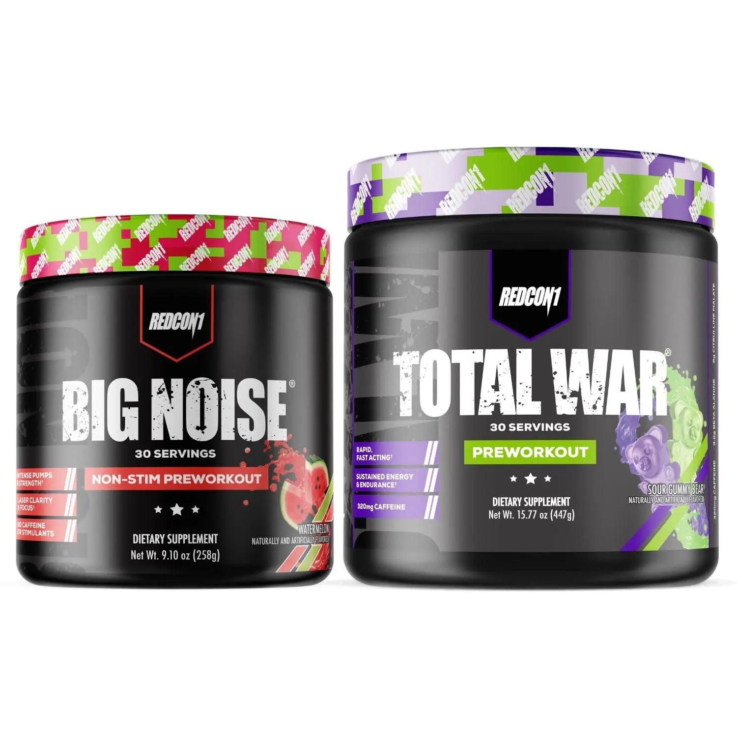 REDCON1 Total War Preworkout (Sour Gummy Bear) & Big Noise Non-Stim Preworkout