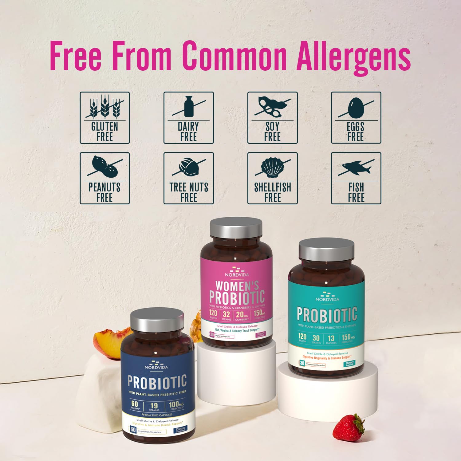 NordVida Women's Probiotic, 120 Billion & 32 Strains, Shelf Stable Probiotic for Gut Nordvida