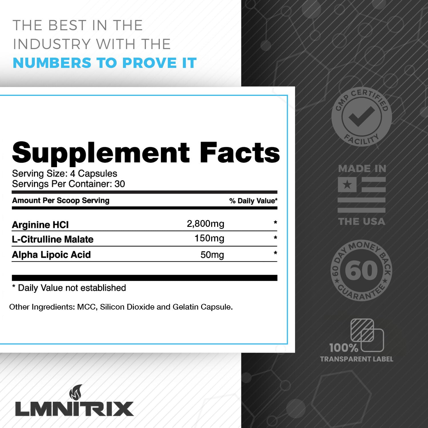LMNITRIX VEINZ Pills ✮ Nitric Oxide Supplement with L-Arginine, L-Citrulline & ALA LMNITRIX