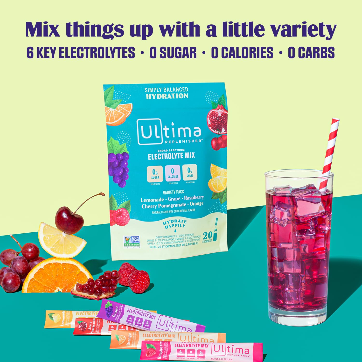 Ultima Replenisher Daily Electrolyte Drink Mix – Original Variety, 20 Stickpacks – Hydration Ultima Replenisher