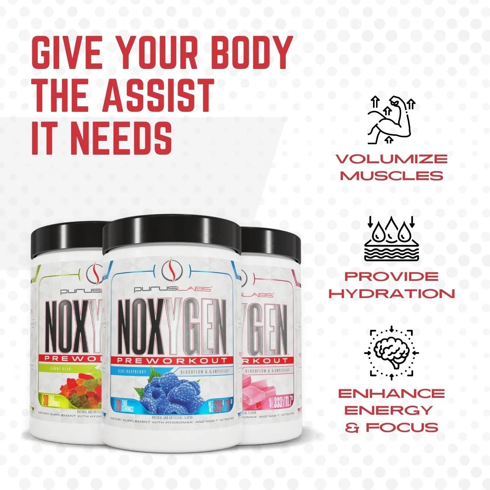 Purus Labs NOXYGEN PREWORKOUT Powder, 30 Servings (Gummy Bear)