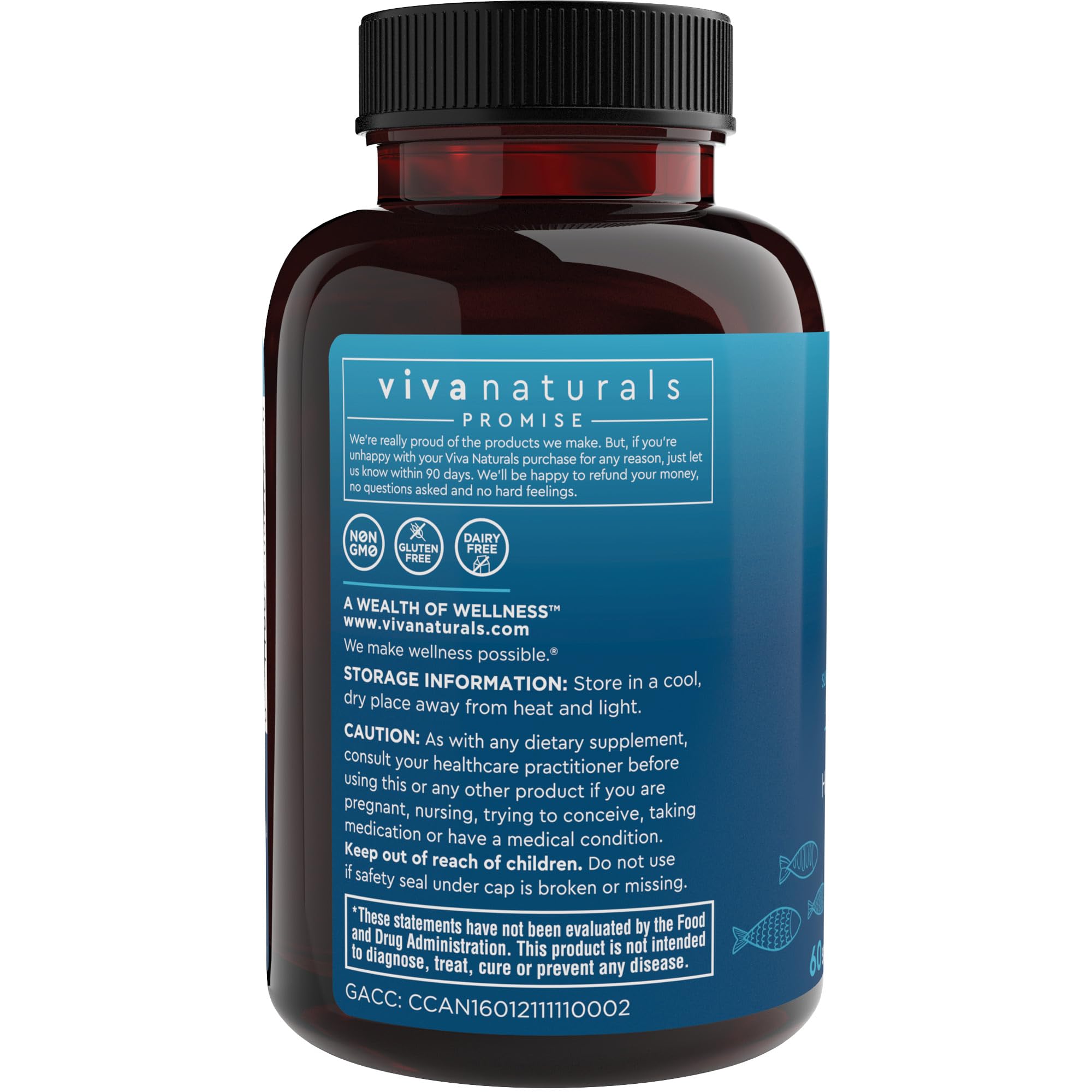 Viva Naturals Triple Strength Omega 3 Fish Oil Supplement - 2200 mg Wild Caught Viva Naturals