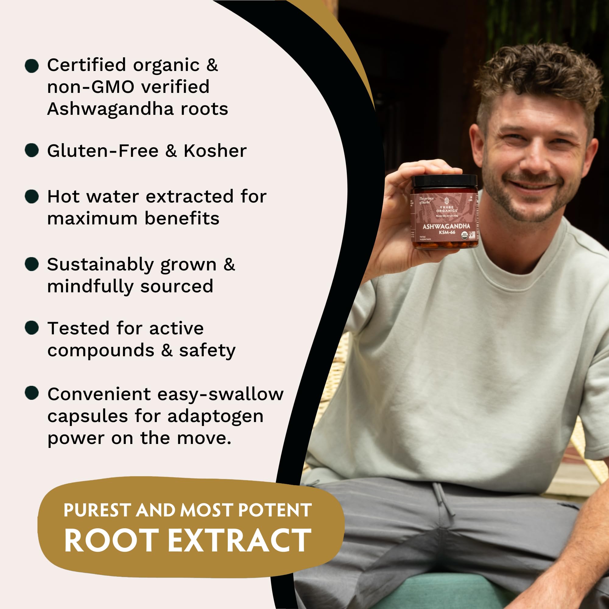 TRIBE ORGANICS Ashwagandha KSM 66 Pure Organic Root Powder Extract Ayurvedic TRIBE ORGANICS