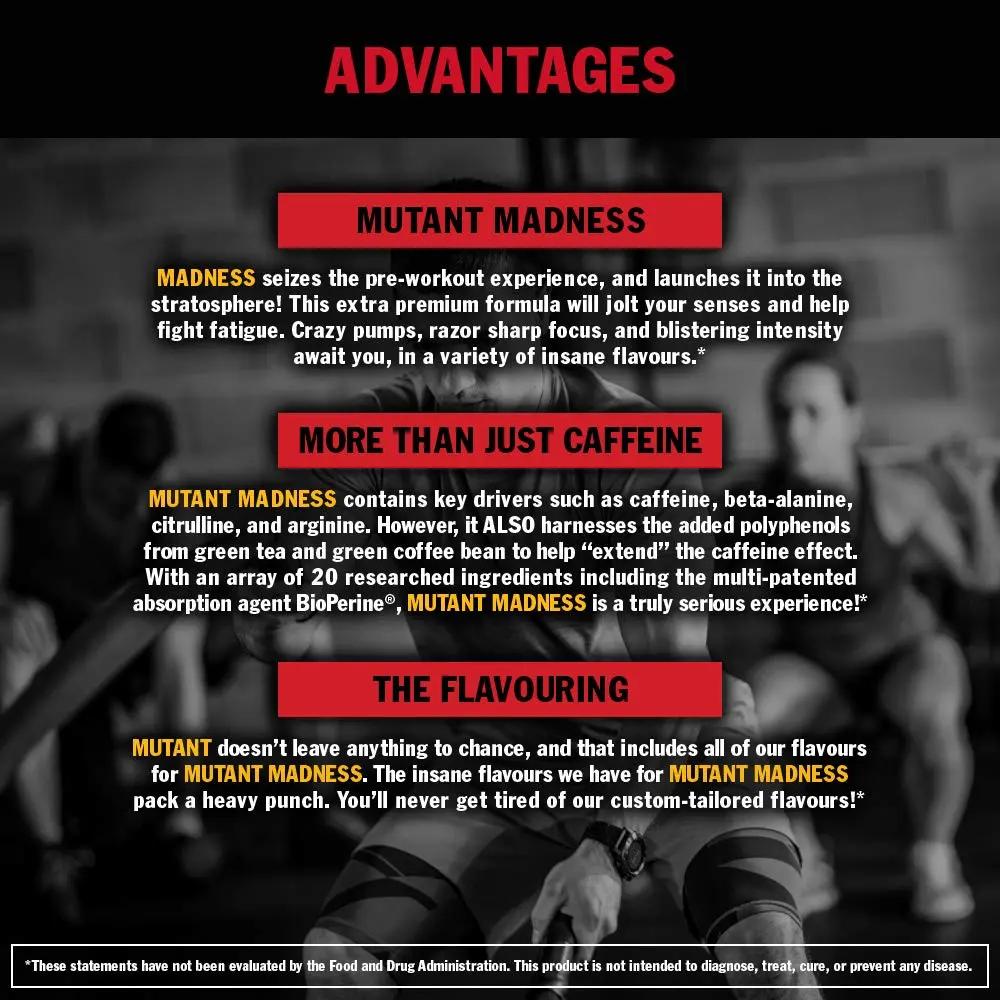 Mutant Madness - Redefines The Pre-Workout Experience and Takes it to a Whole New Extreme Level, Engineered Exclusively for High Intensity Workouts, 225g – Fruit Punch