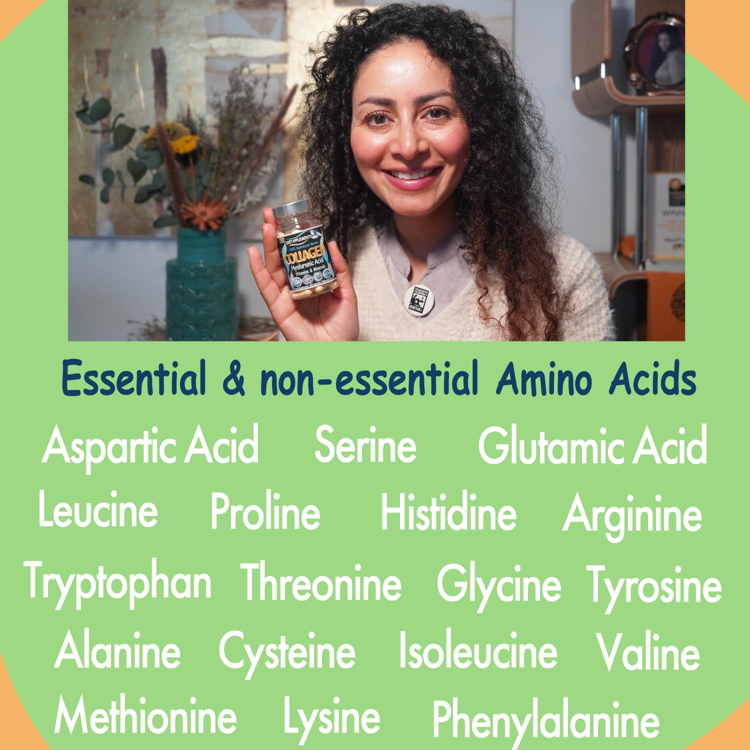 Marine Collagen Type 1&3 1000mg, Hyaluronic Acid 200mg/serving; Vitamin C, Zinc, Copper for Immune System Dietapplements